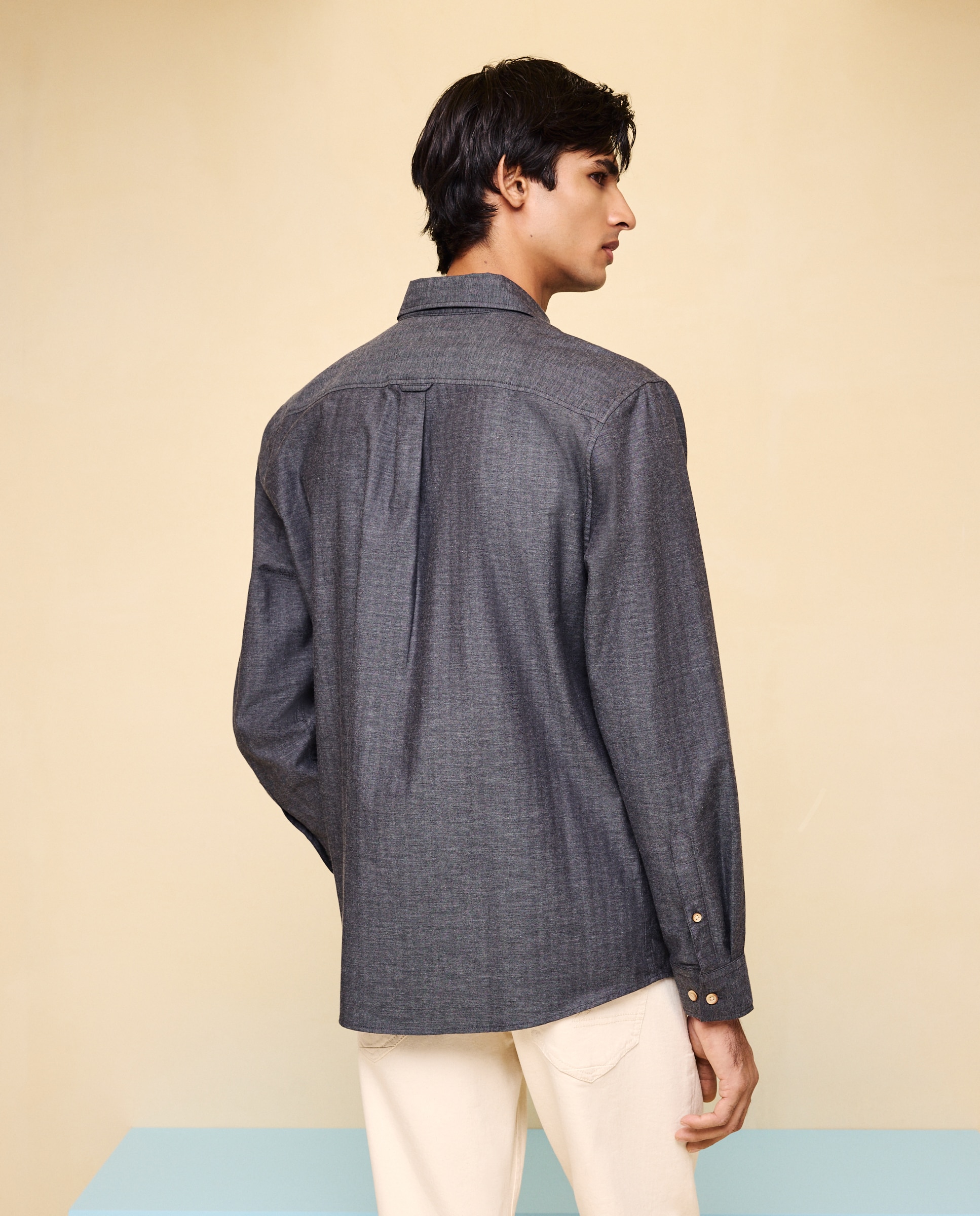 Camisa de hombre viyela lisa - Easy Wear - 830 Antracita 830 Antracita-3