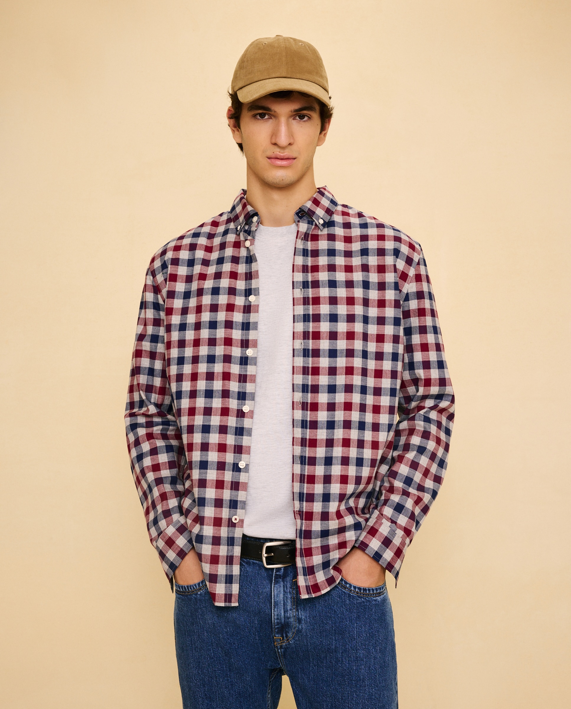 Imagem 0 de Camisa aos Quadrados com Manga Comprida