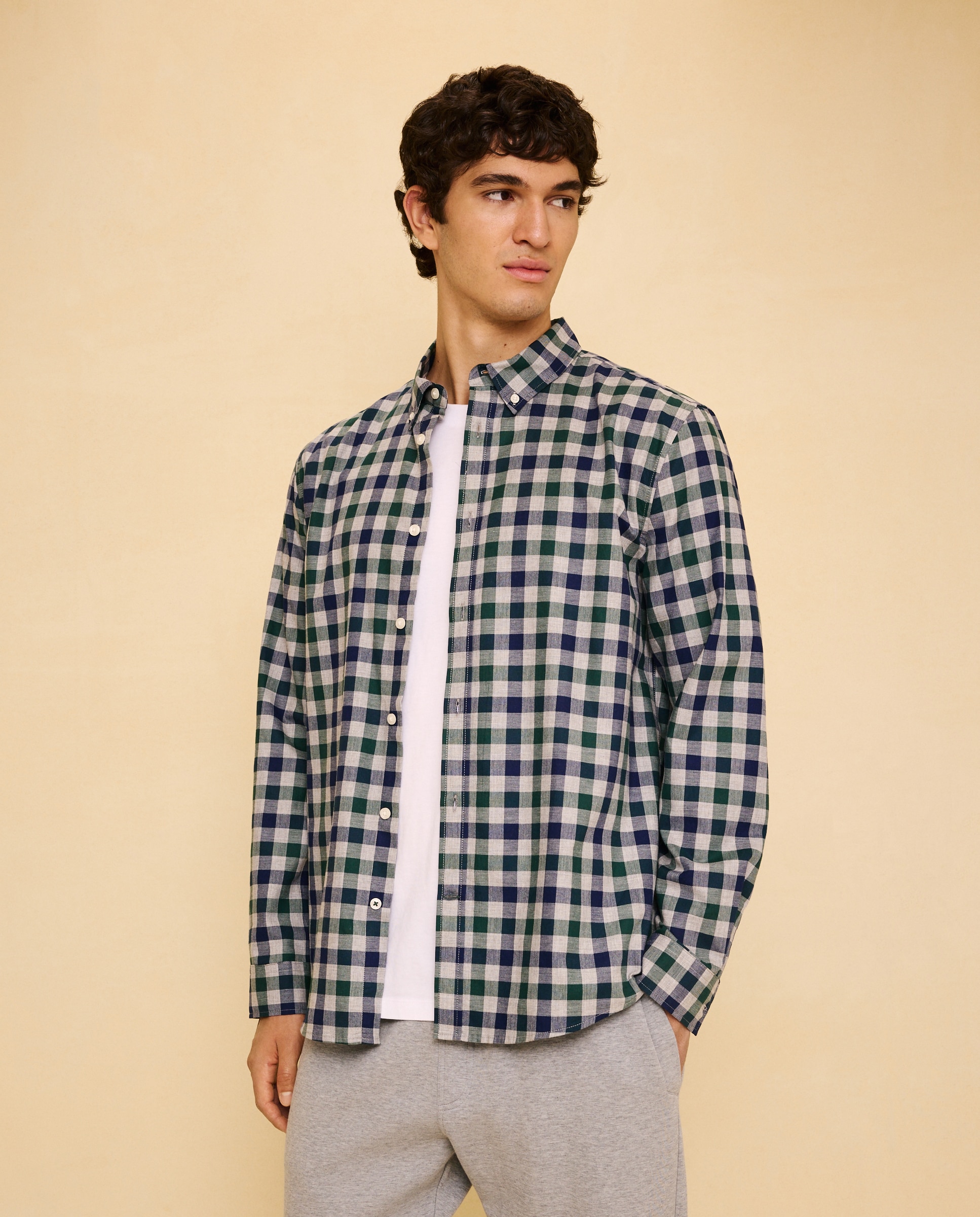 Imagem 0 de Camisa aos Quadrados com Manga Comprida