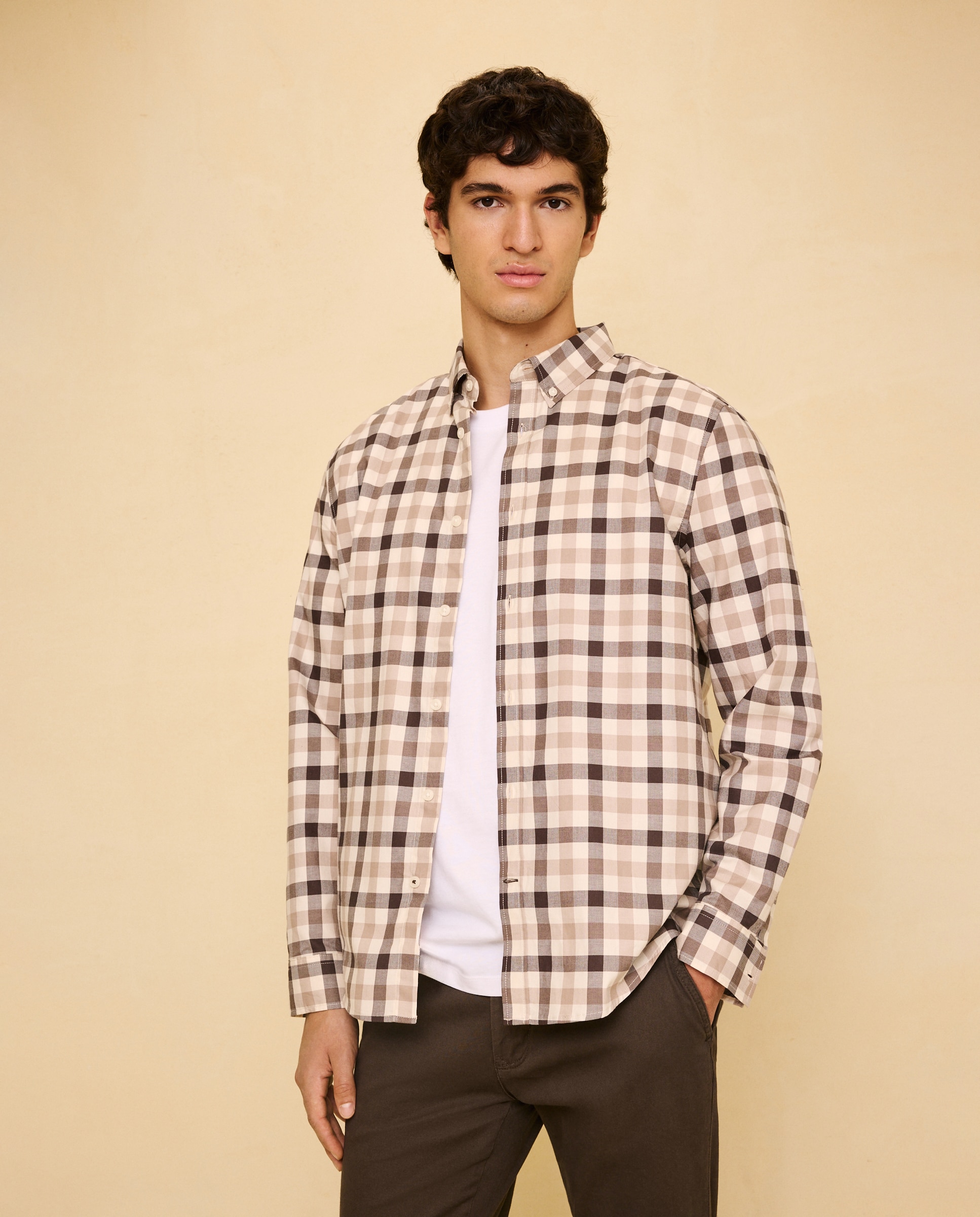 Imagen 1 de Camisa manga larga para hombre cuadro - Easy Wear - Marrón Marrón