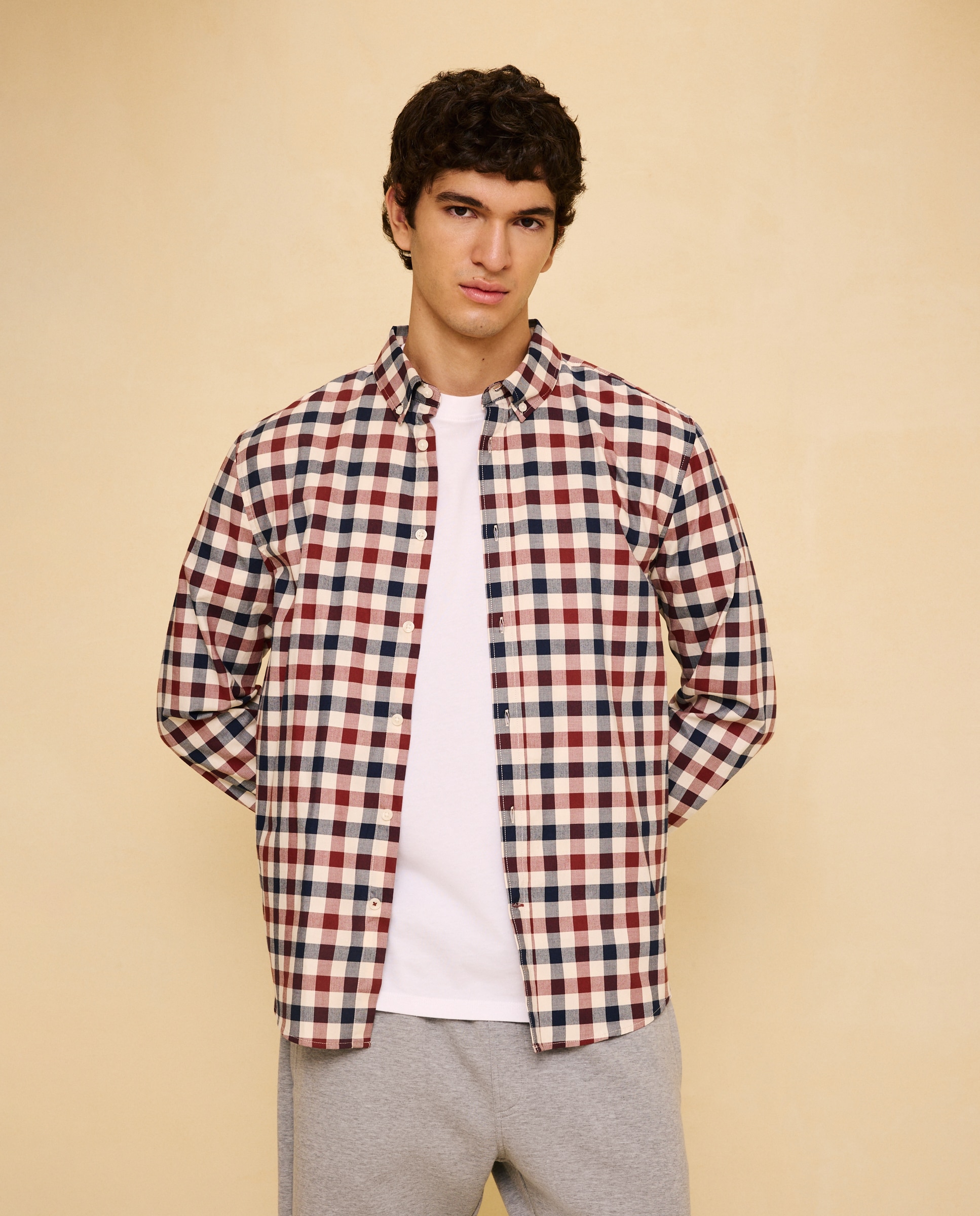 Imagem 0 de Camisa aos Quadrados com Manga Comprida