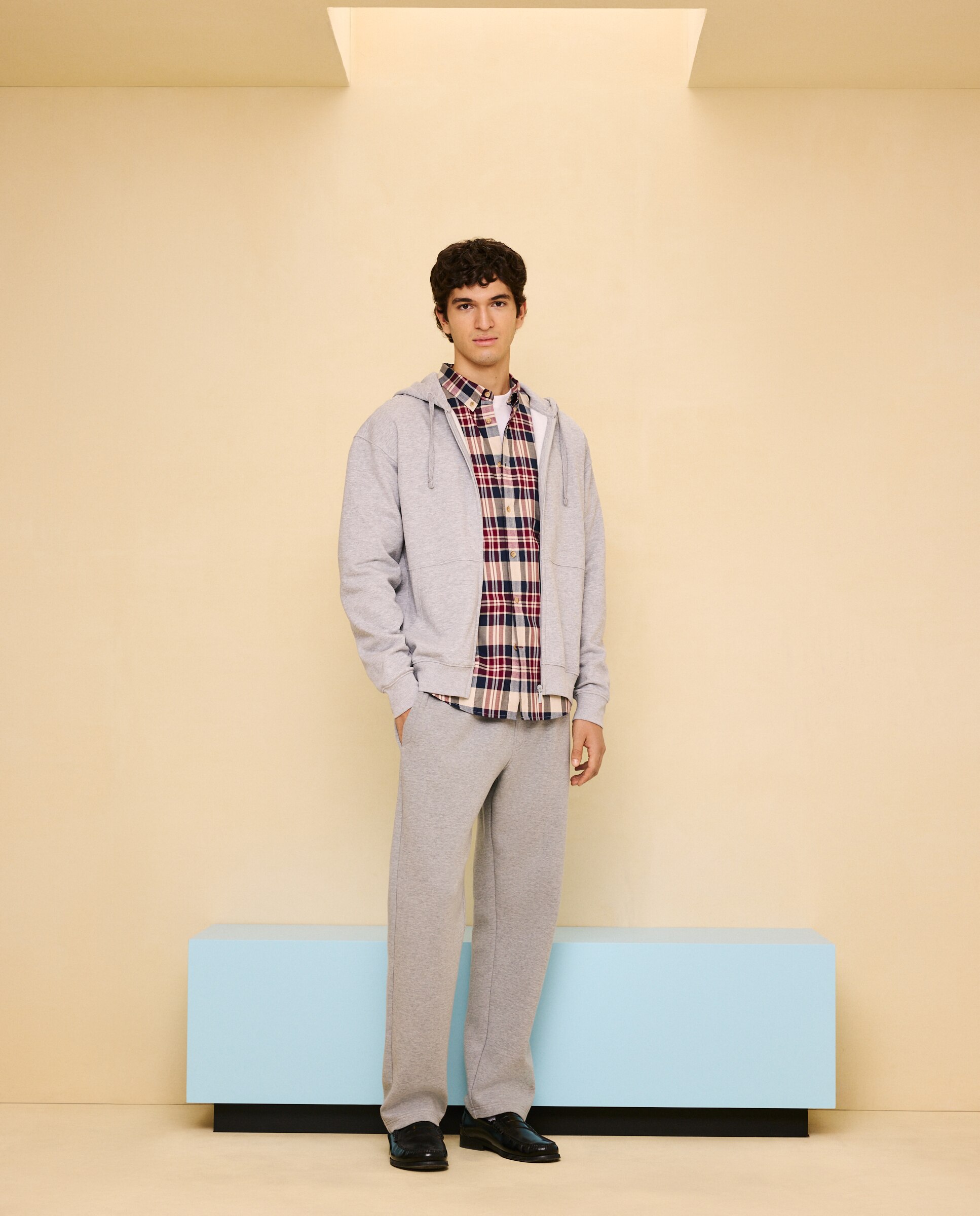 Camisa aos Quadrados com Manga Comprida 291 Beringela-1