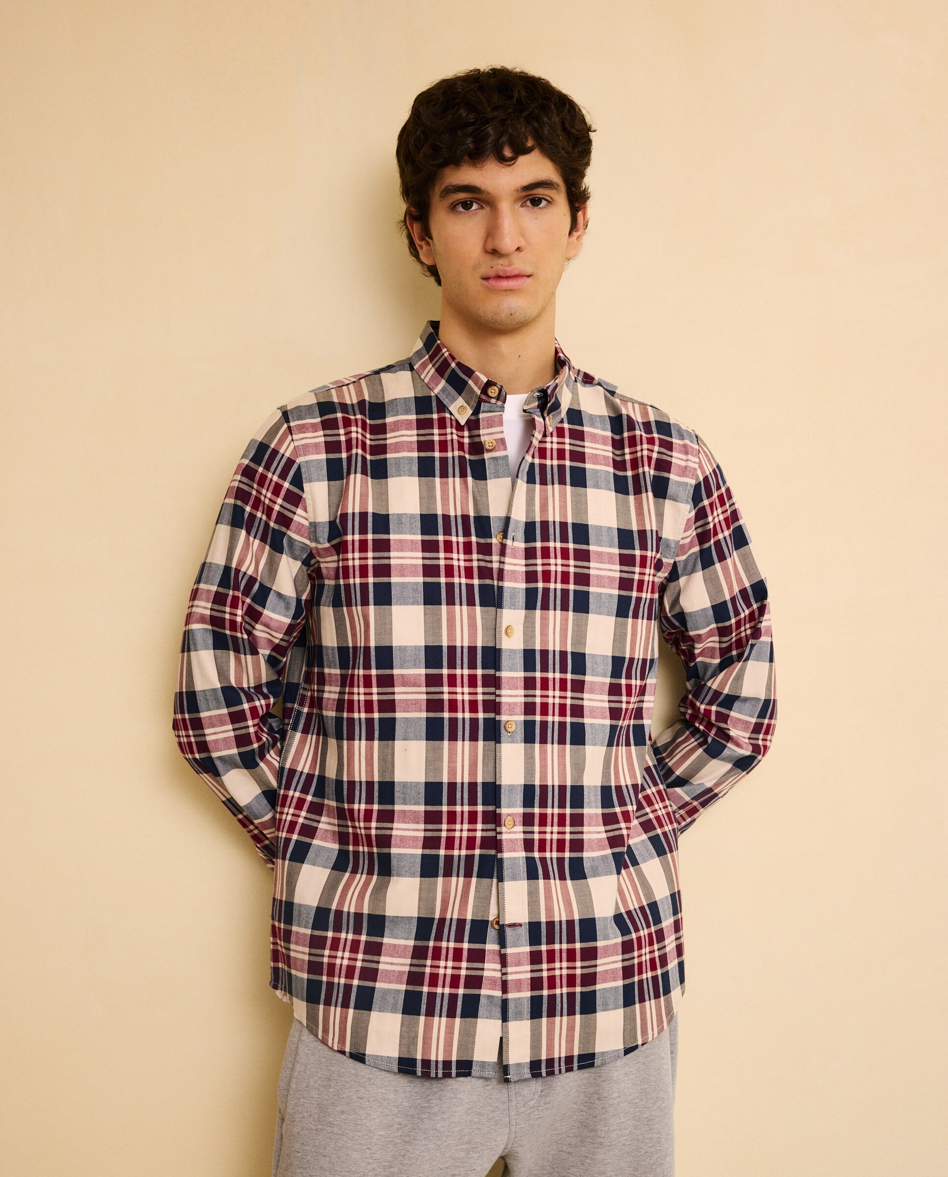 Camisa aos Quadrados com Manga Comprida 291 Beringela-2
