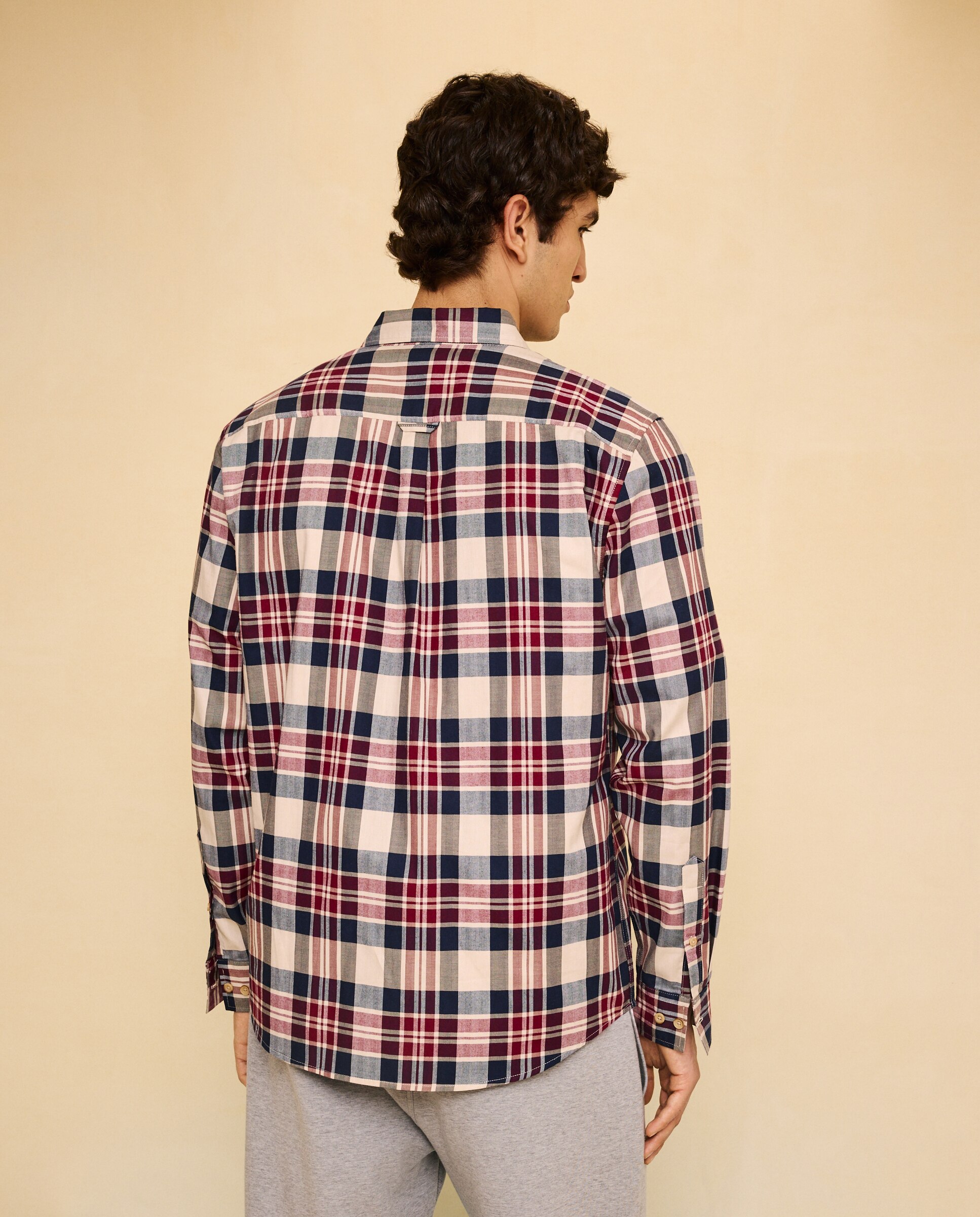 Camisa aos Quadrados com Manga Comprida 291 Beringela-3