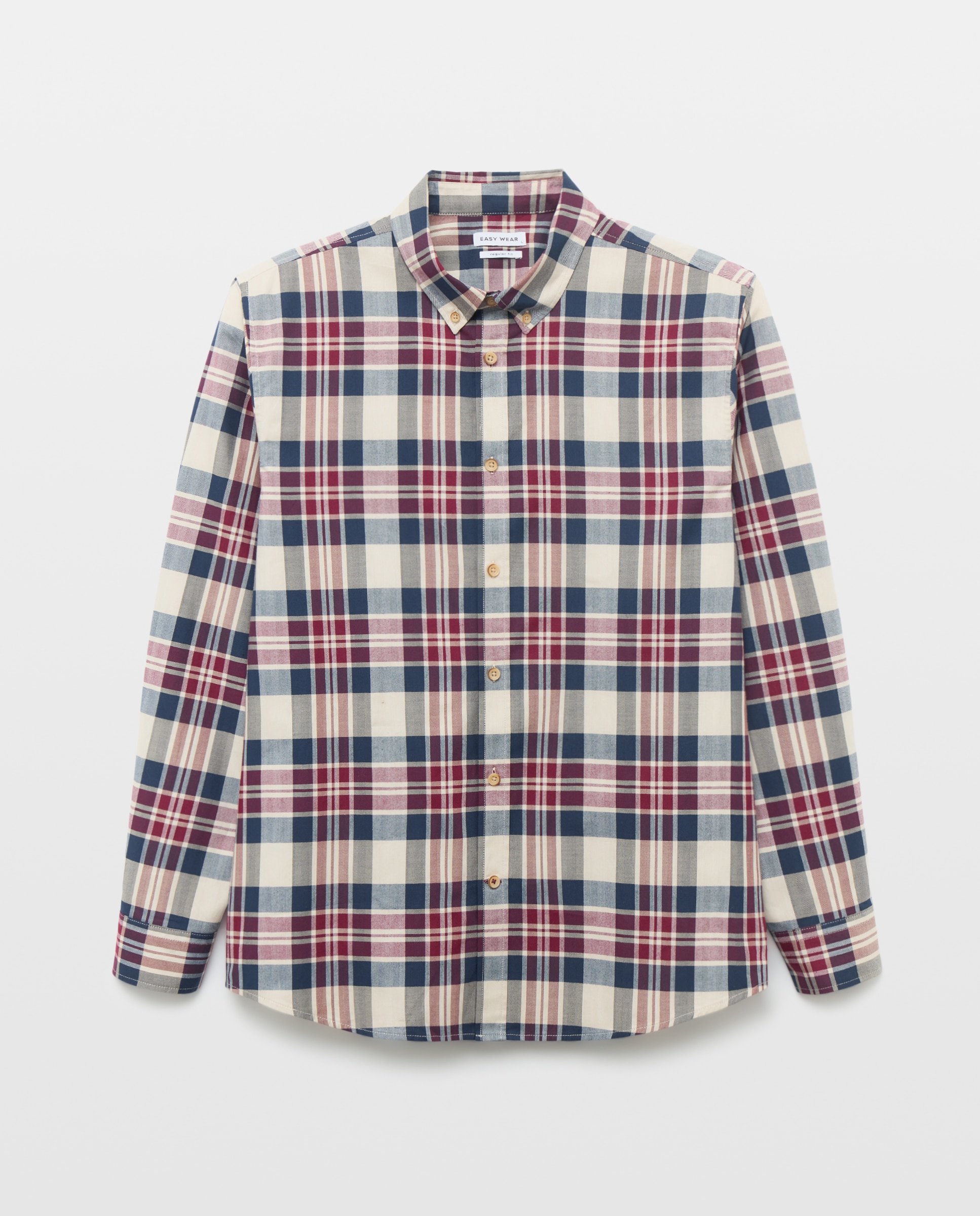 Camisa aos Quadrados com Manga Comprida 291 Beringela-1