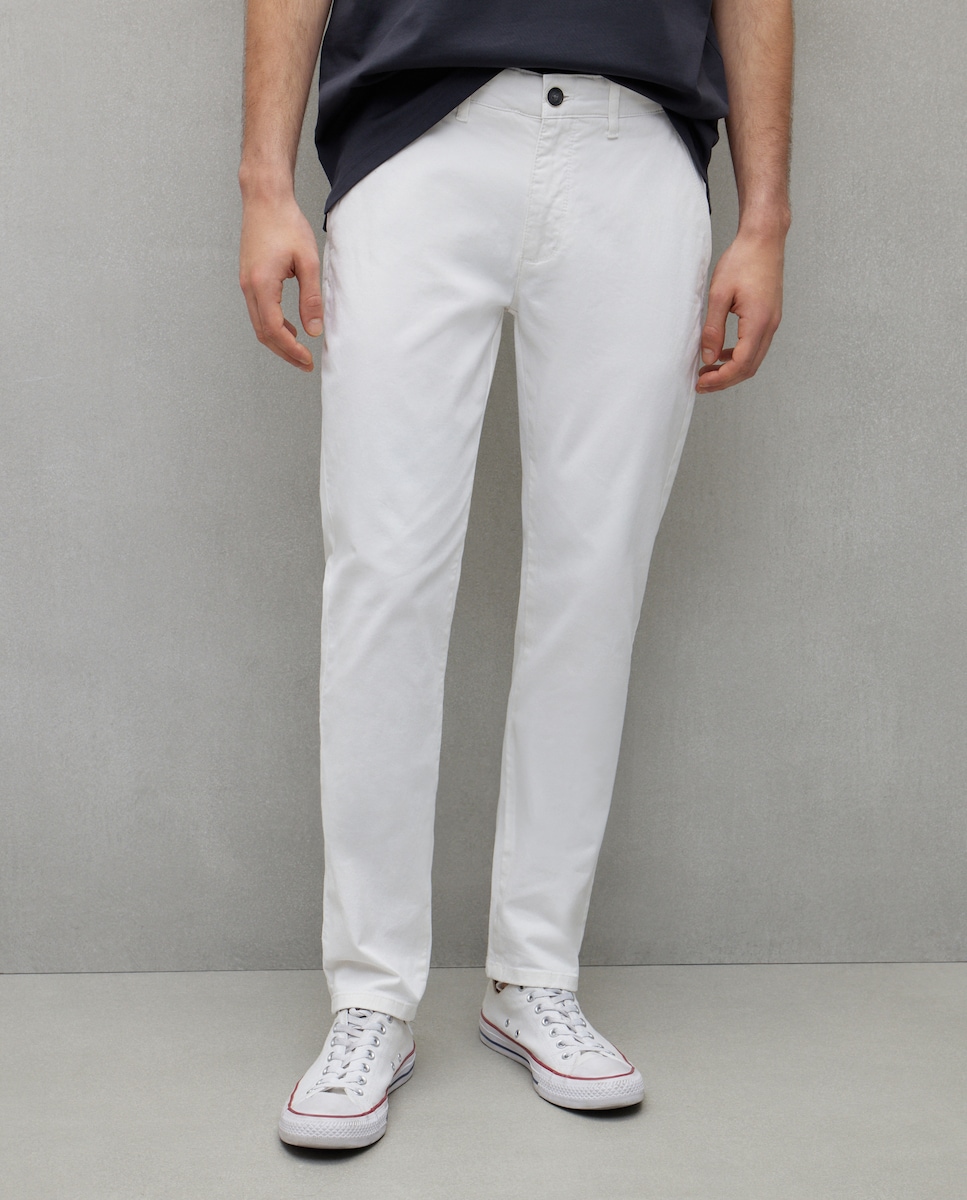 Calças chino skinny stretch Branco-marfim-2