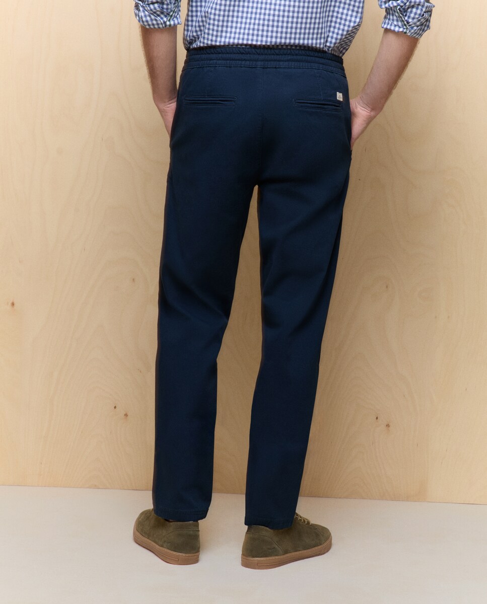 Calças Chino Slim Stretch com Elásticos Azul-marinho-3