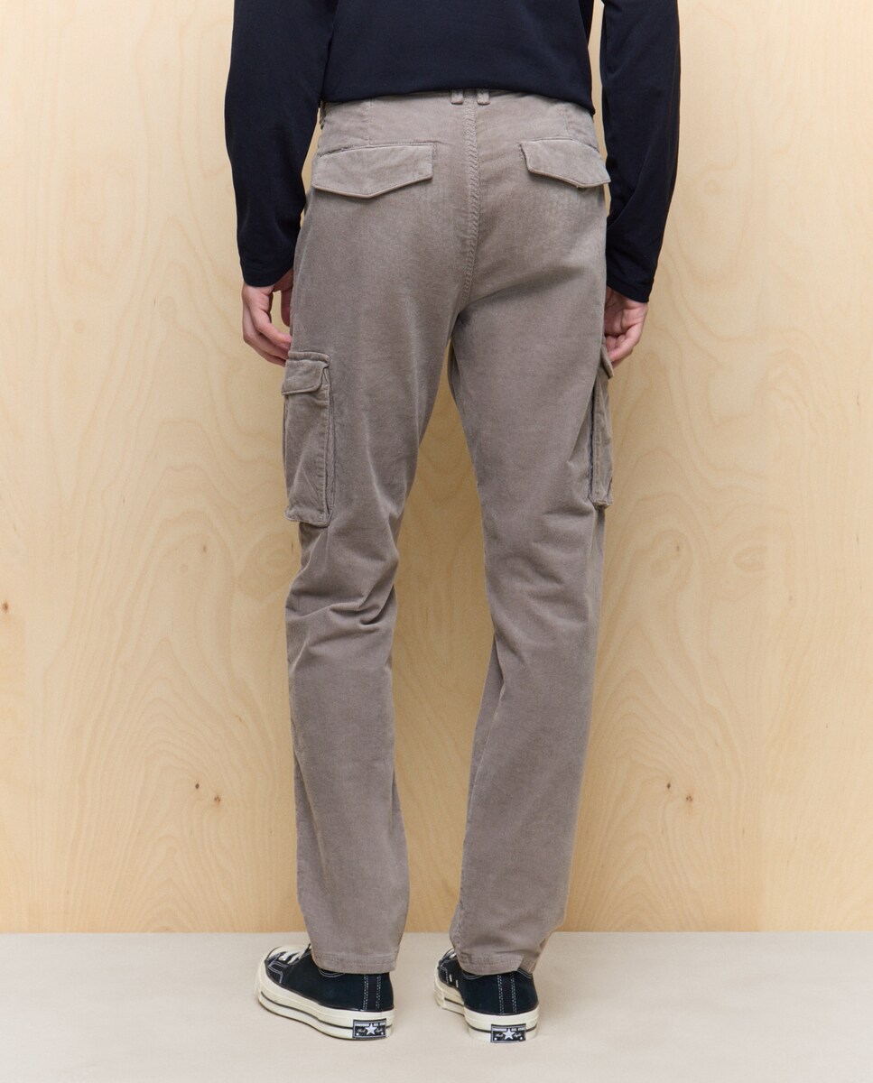 Calças Multibolsos Slim de Bombazina Stretch 730 Camel-3