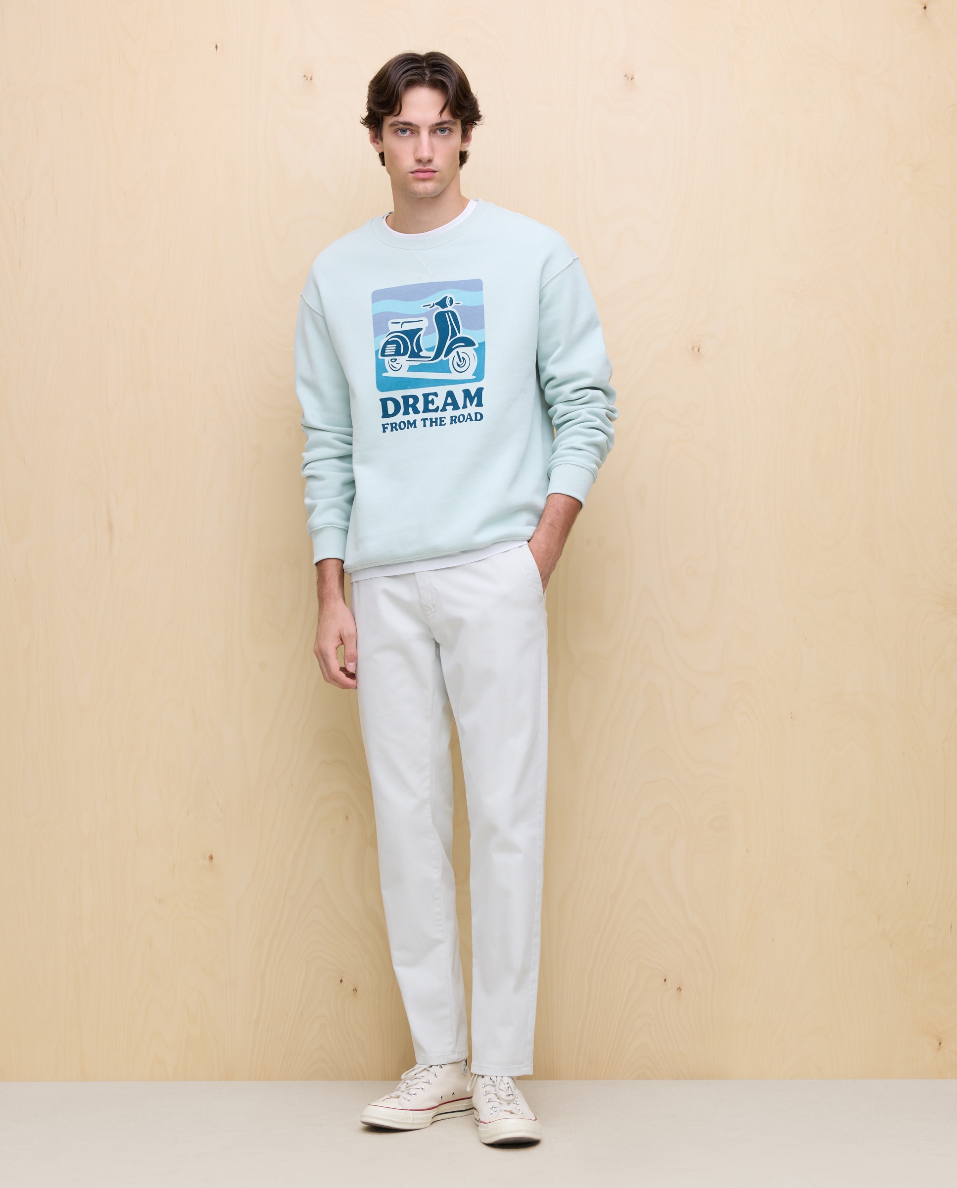 Chino de hombre stretch straight - Easy Wear - 400 Azul Blanco hielo-1