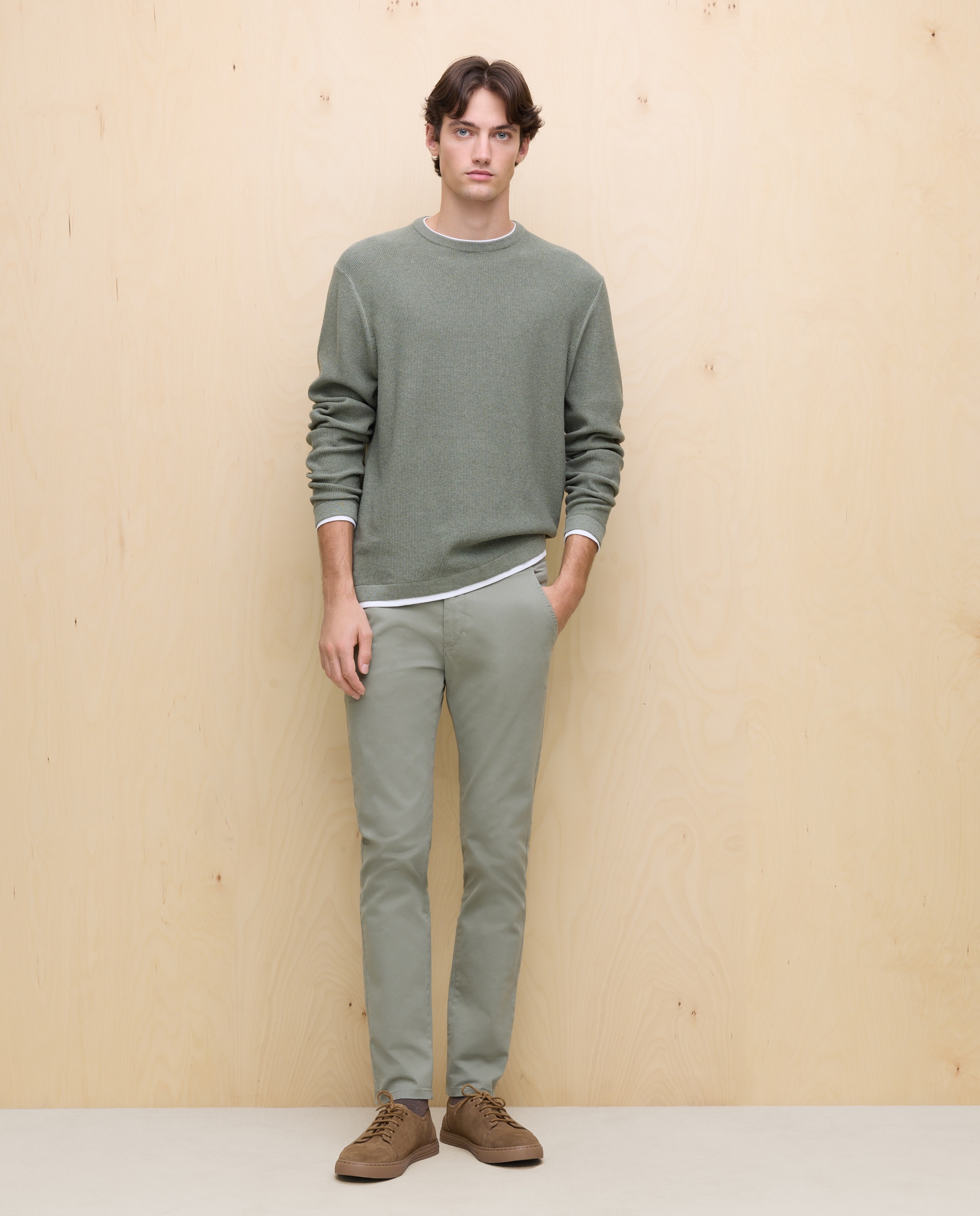 Calças Chino Stretch Skinny Verde-1