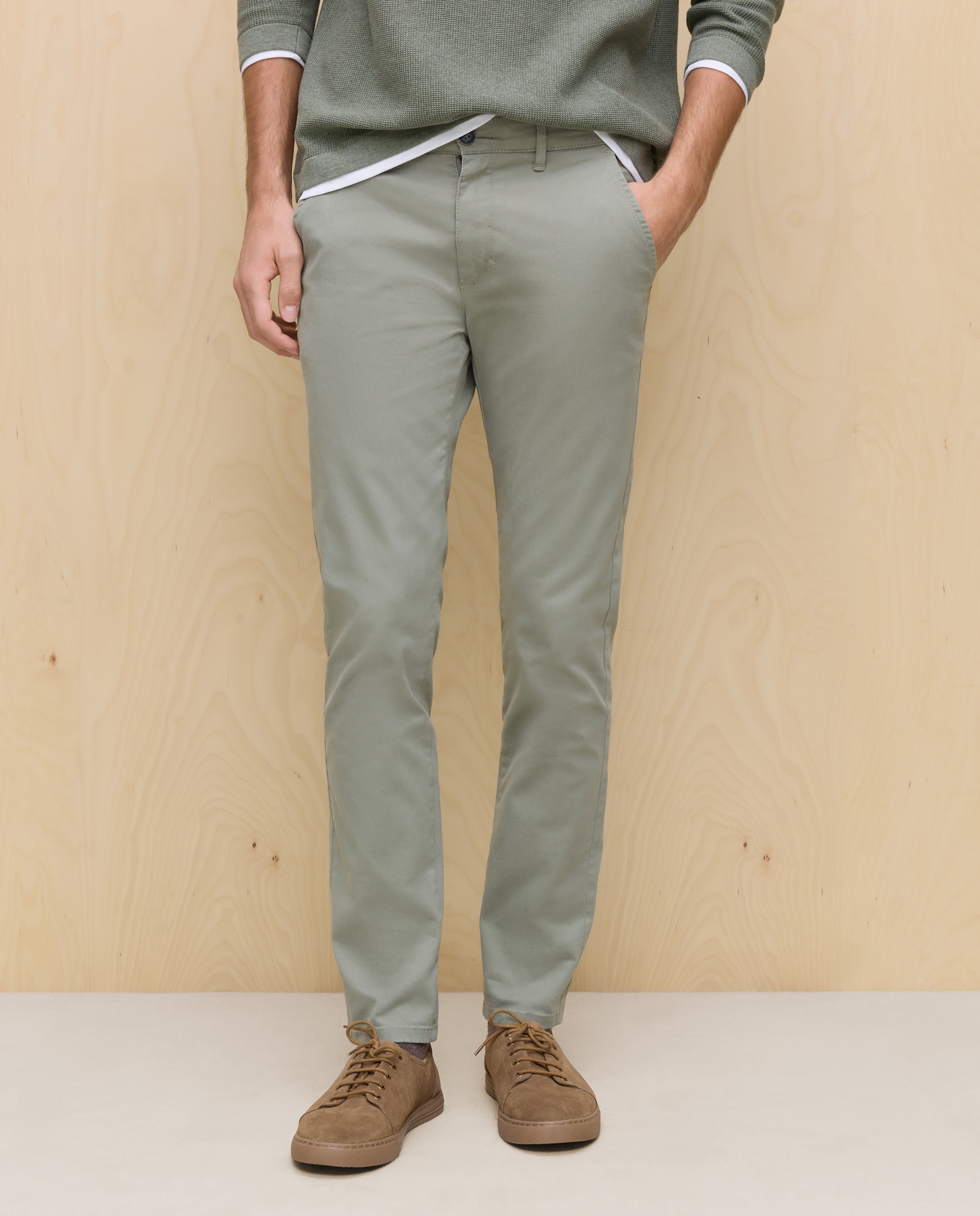 Calças Chino Stretch Skinny Verde-2