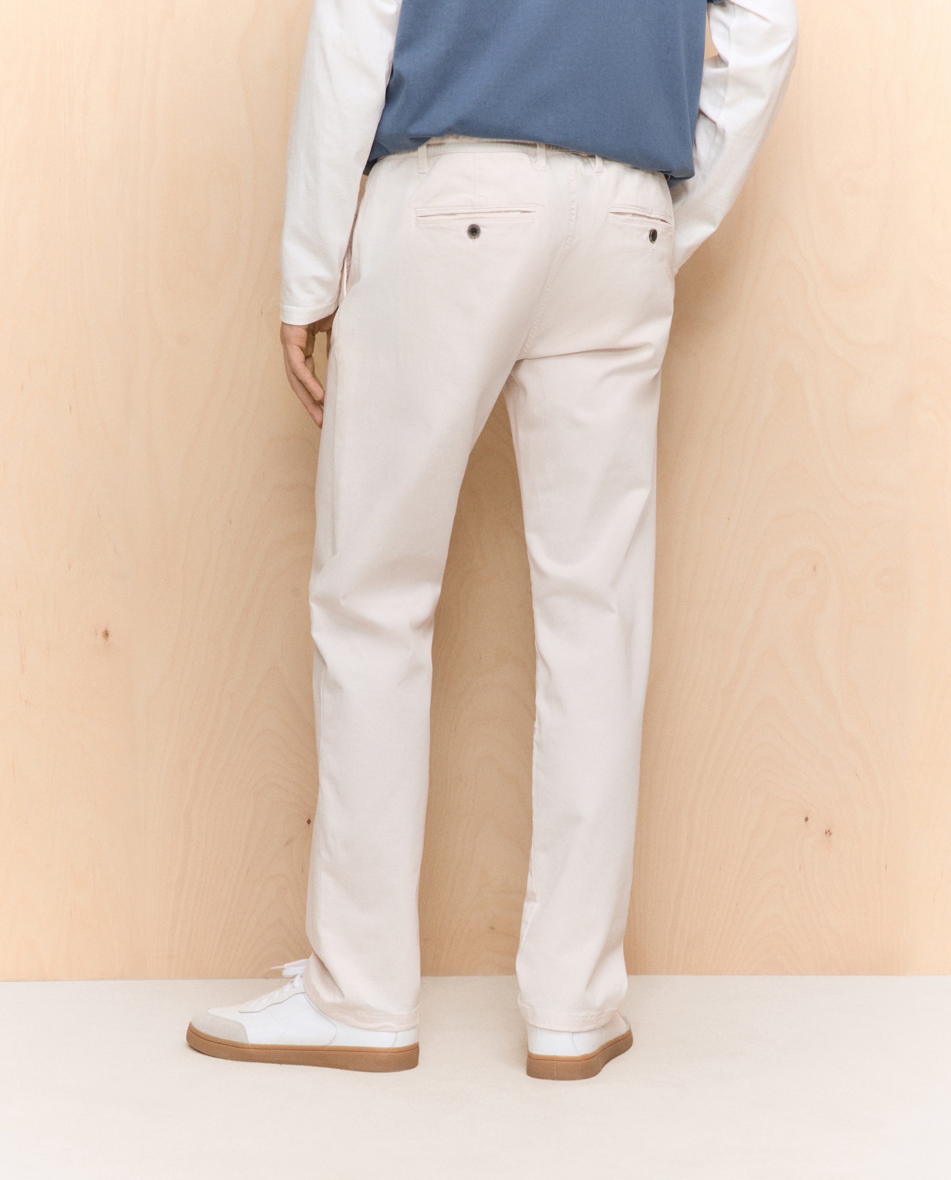 Calças Chino com Elásticos Straight Stretch Gelo-3