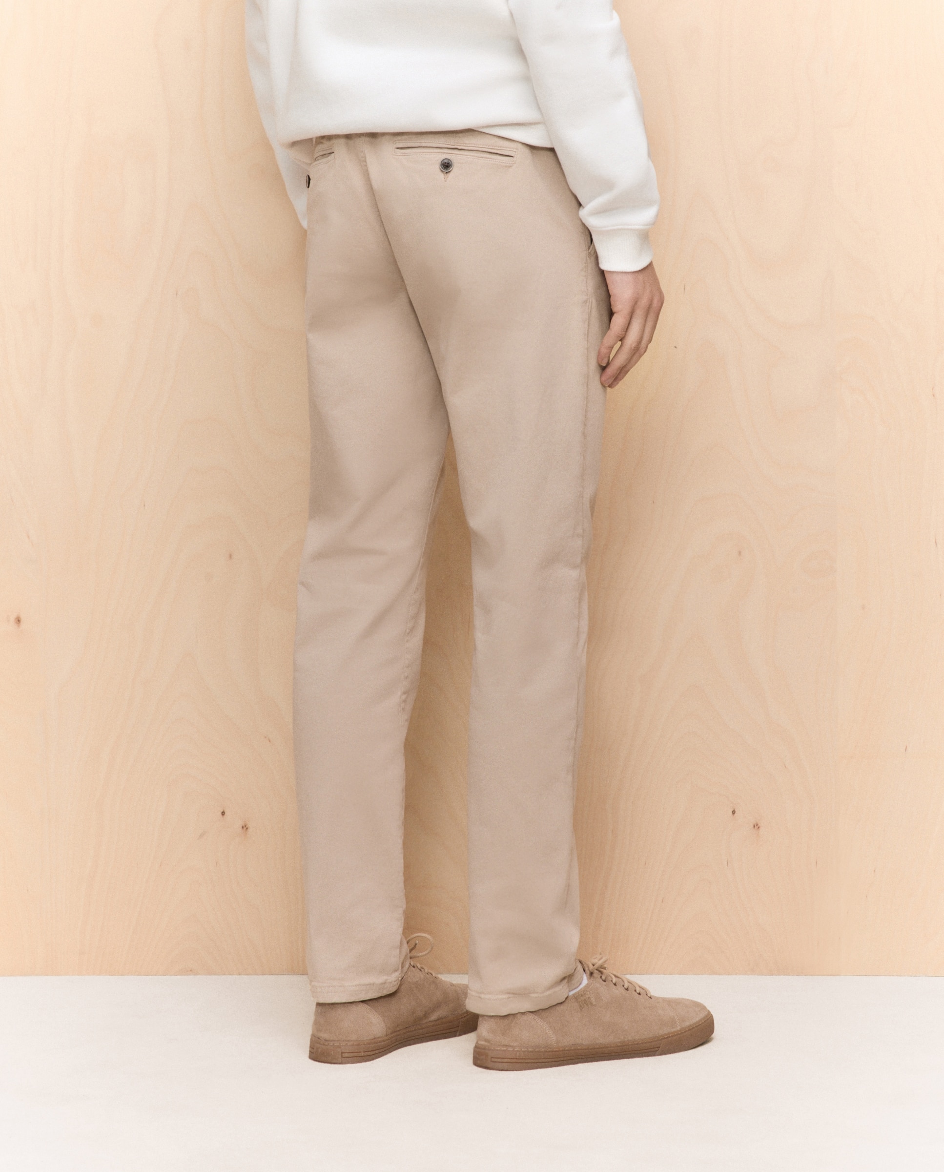 Calças Chino com Elásticos Straight Stretch Vison Claro-3