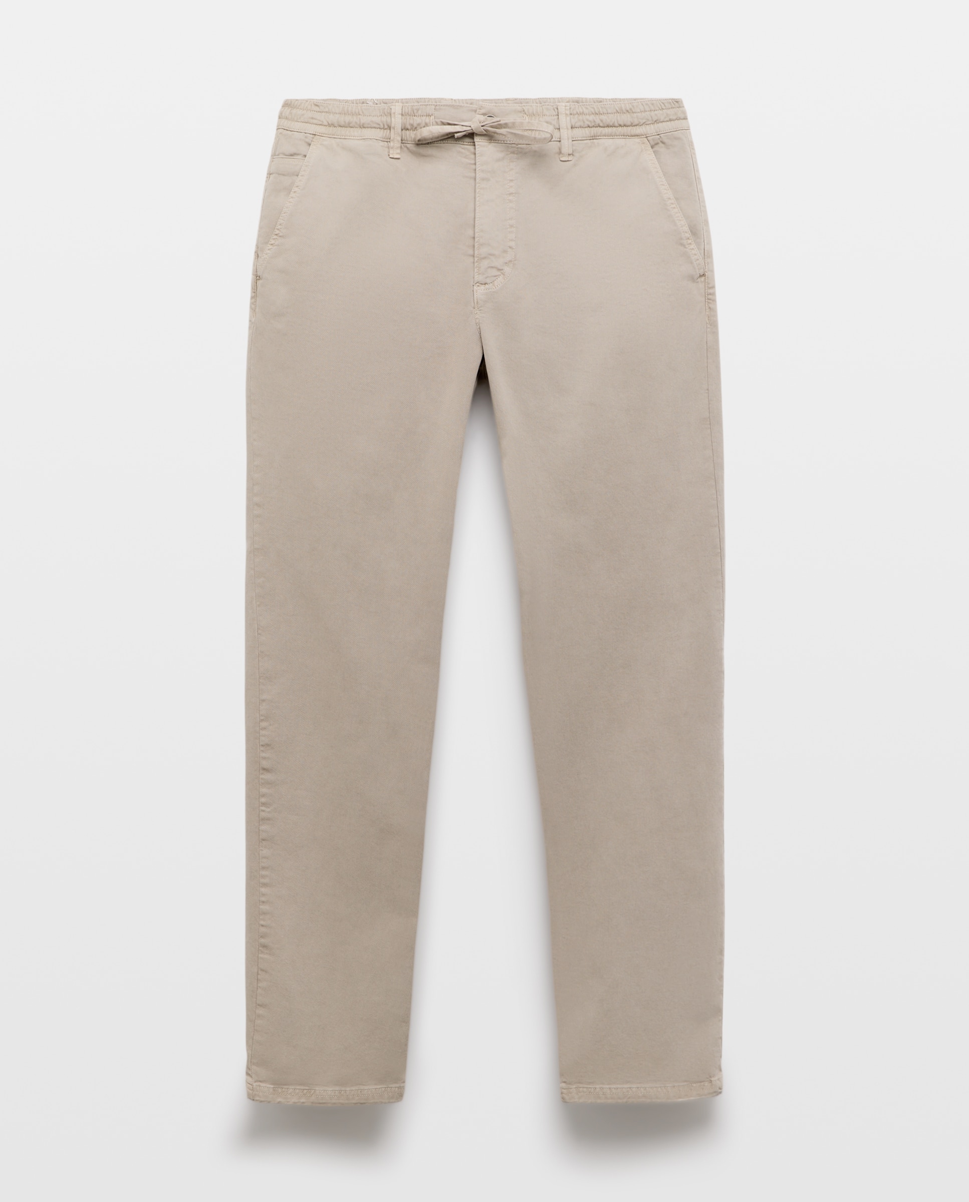 Calças Chino com Elásticos Straight Stretch Vison Claro-4