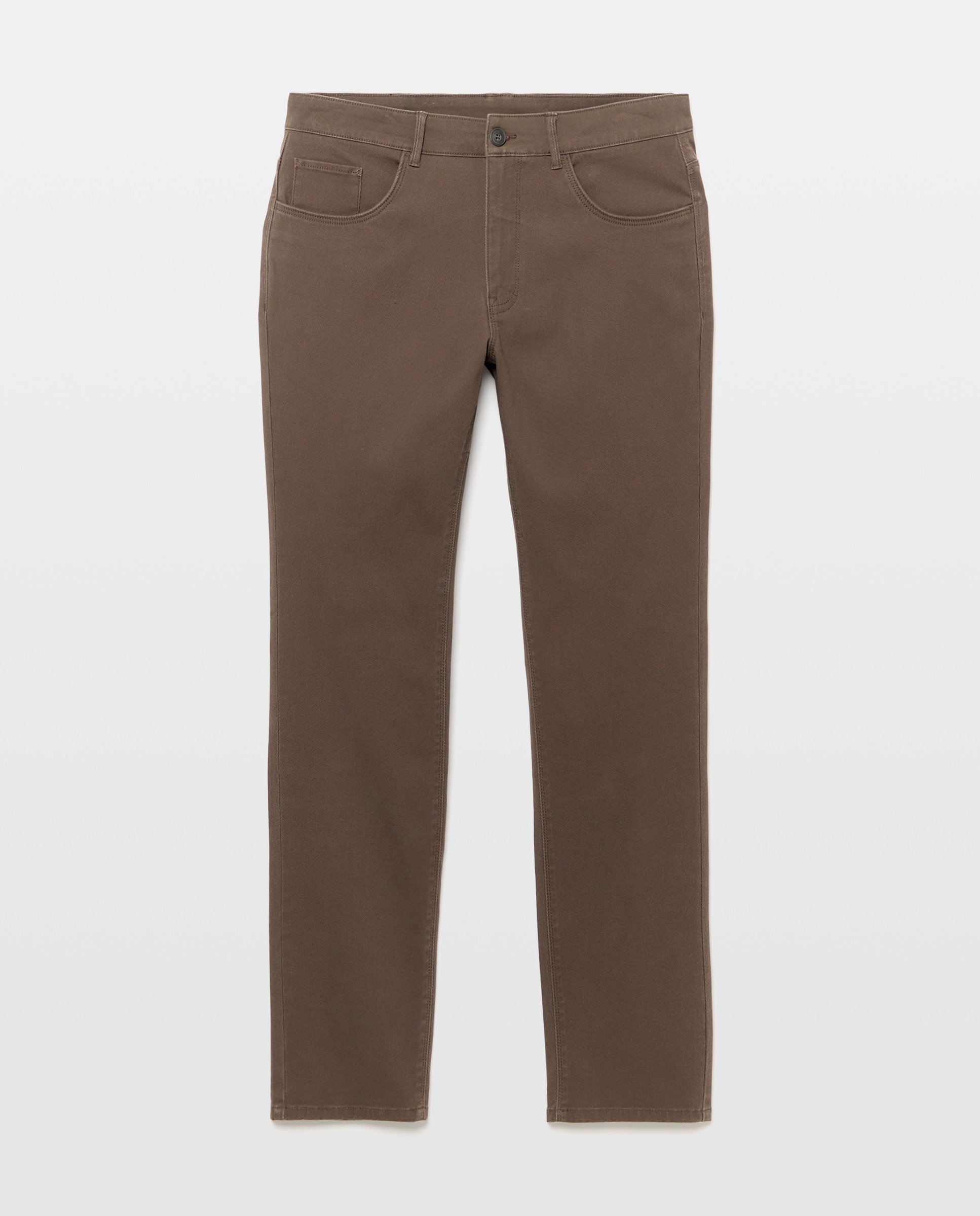 Calças Stretch Slim com Cinco Bolsos Castanho-4