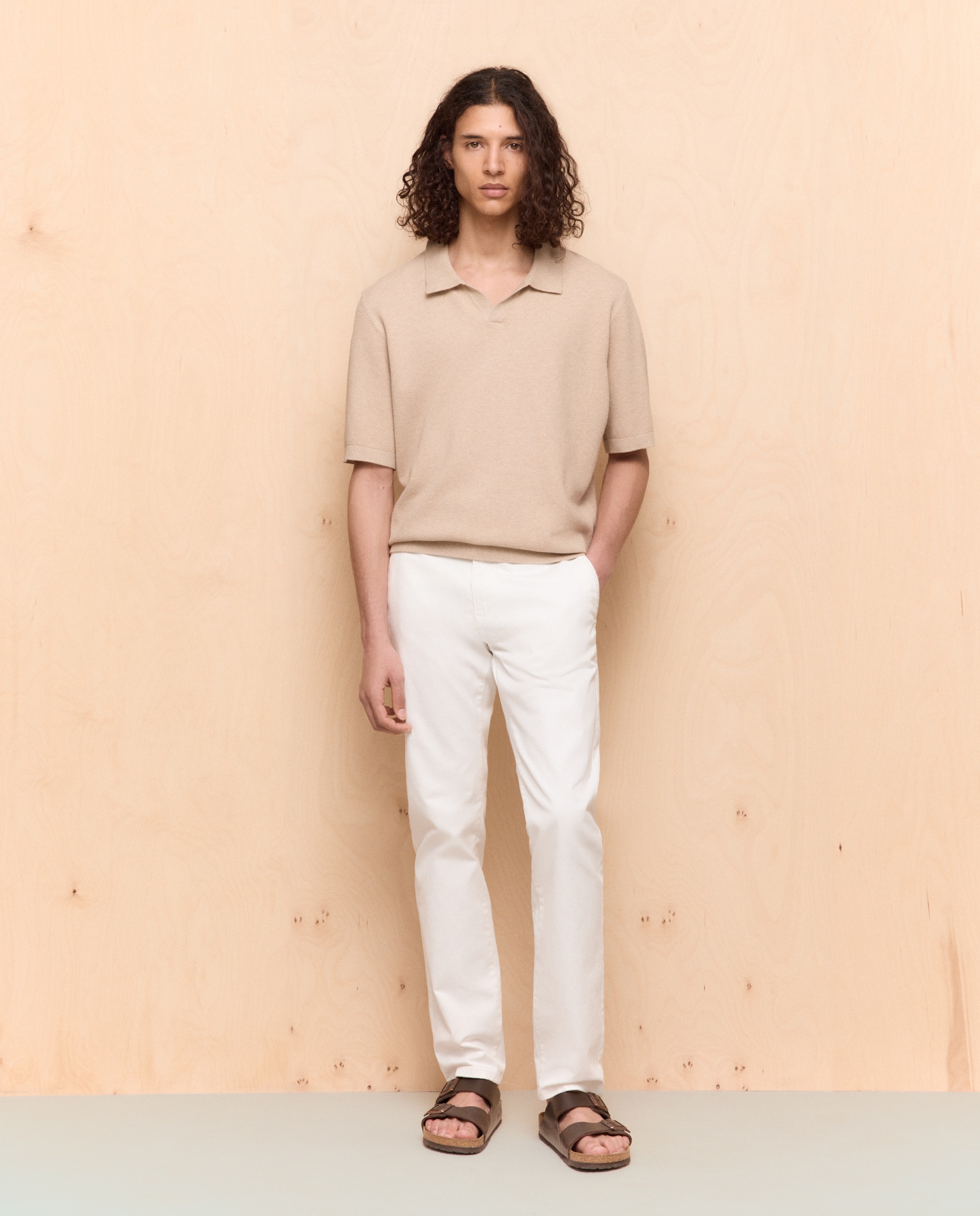 Chino de hombre slim stretch - Easy Wear - Blanco roto Blanco roto-1