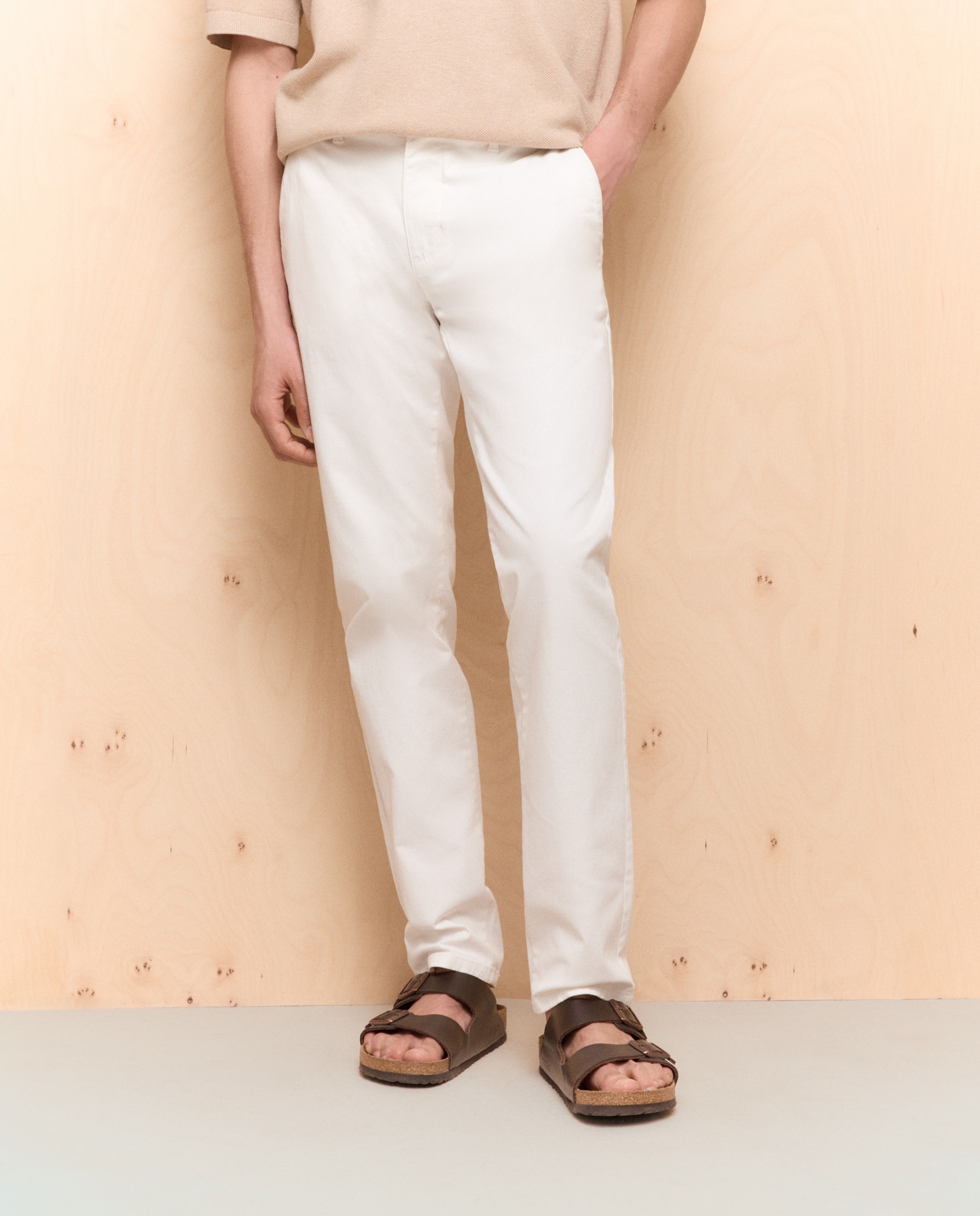 Chino de hombre slim stretch - Easy Wear - Blanco roto Blanco roto-2