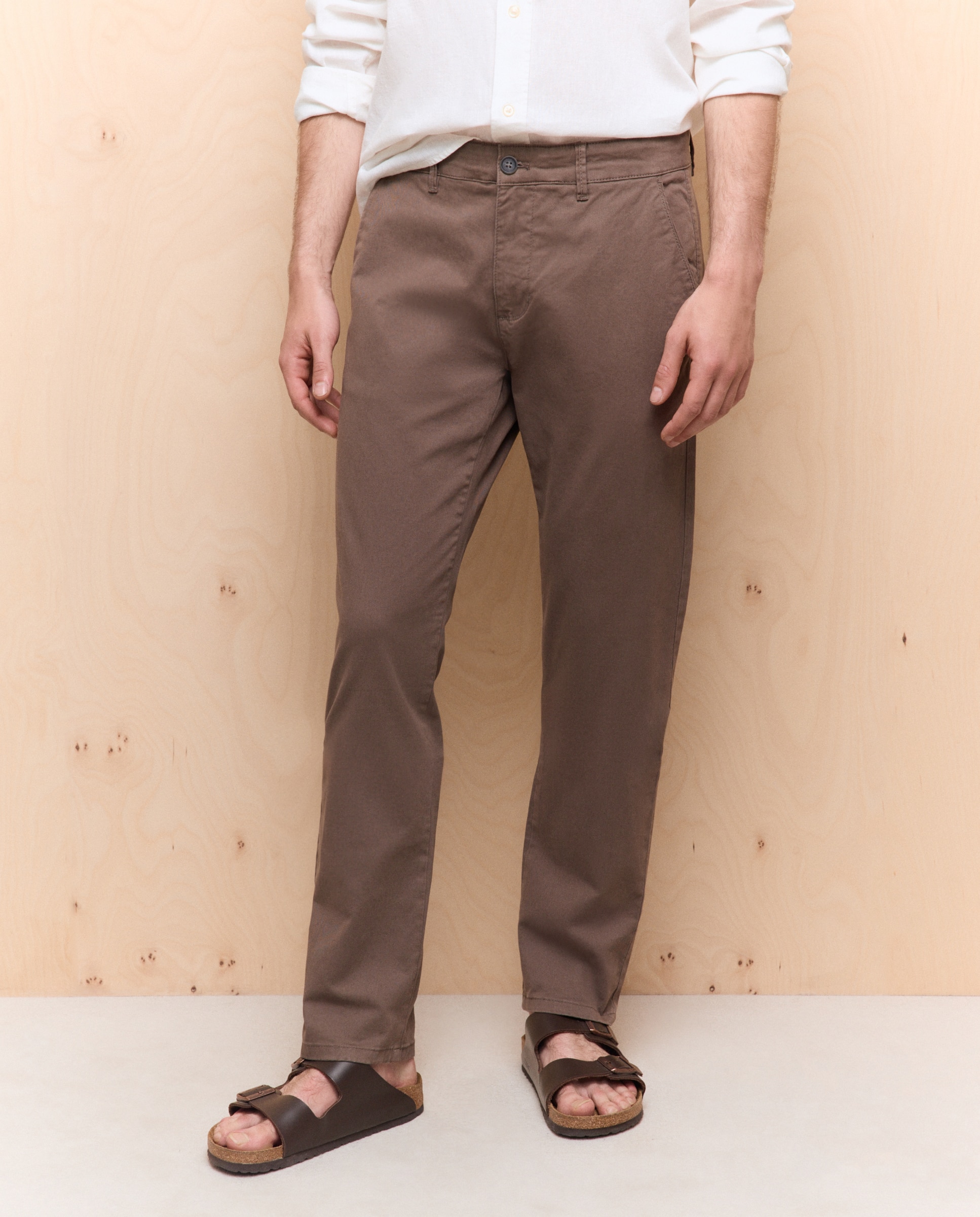 Chino de hombre slim stretch - Easy Wear - Marrón Marrón-2
