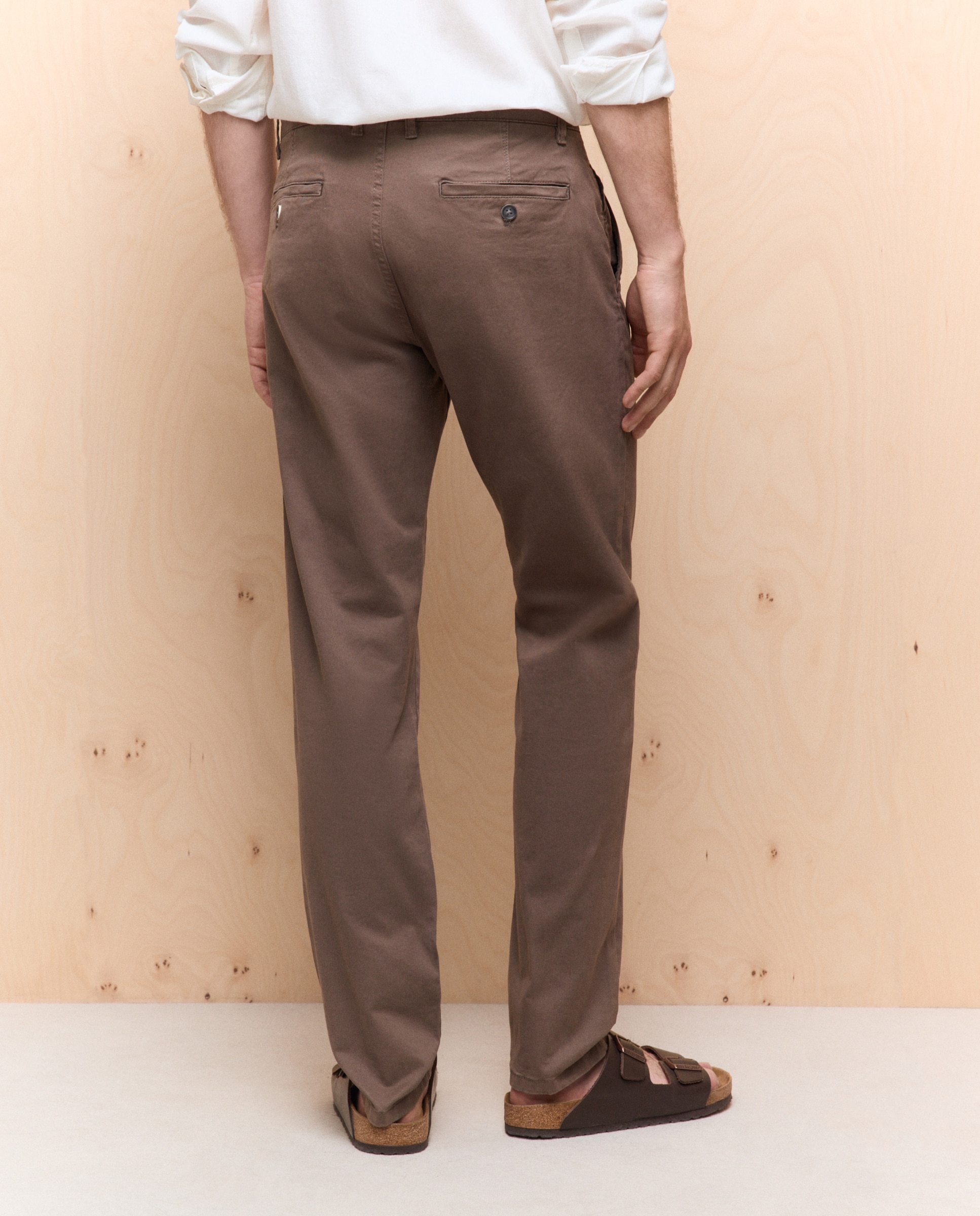 Chino de hombre slim stretch - Easy Wear - Marrón Marrón-3
