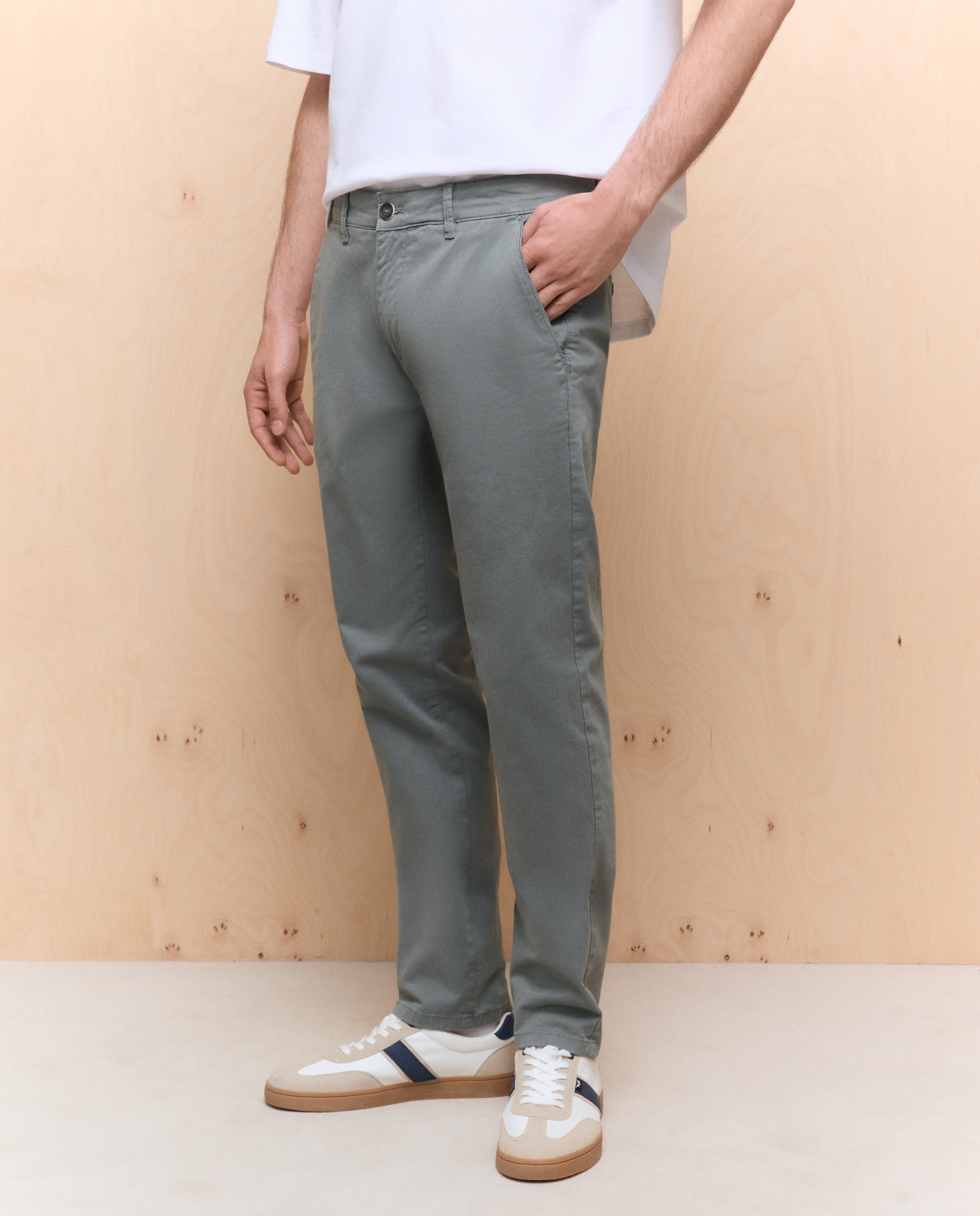 Chino de hombre slim stretch - Easy Wear - Verde Verde-2