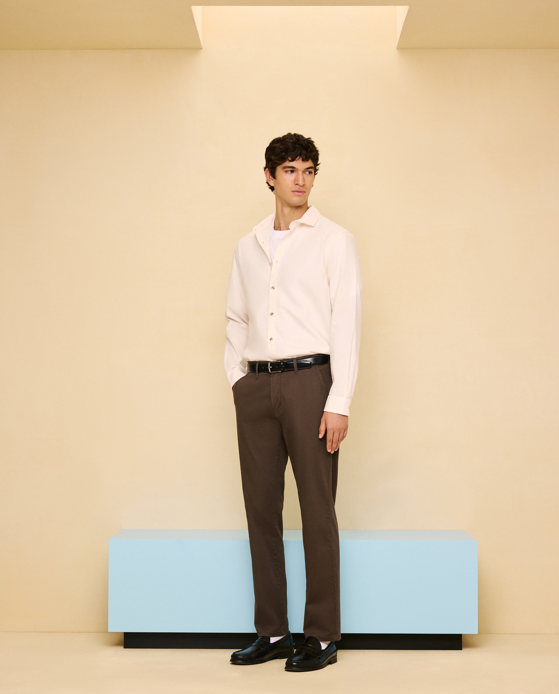 Imagen 1 de Chino de hombre straight stretch - Easy Wear - Marrón Marrón