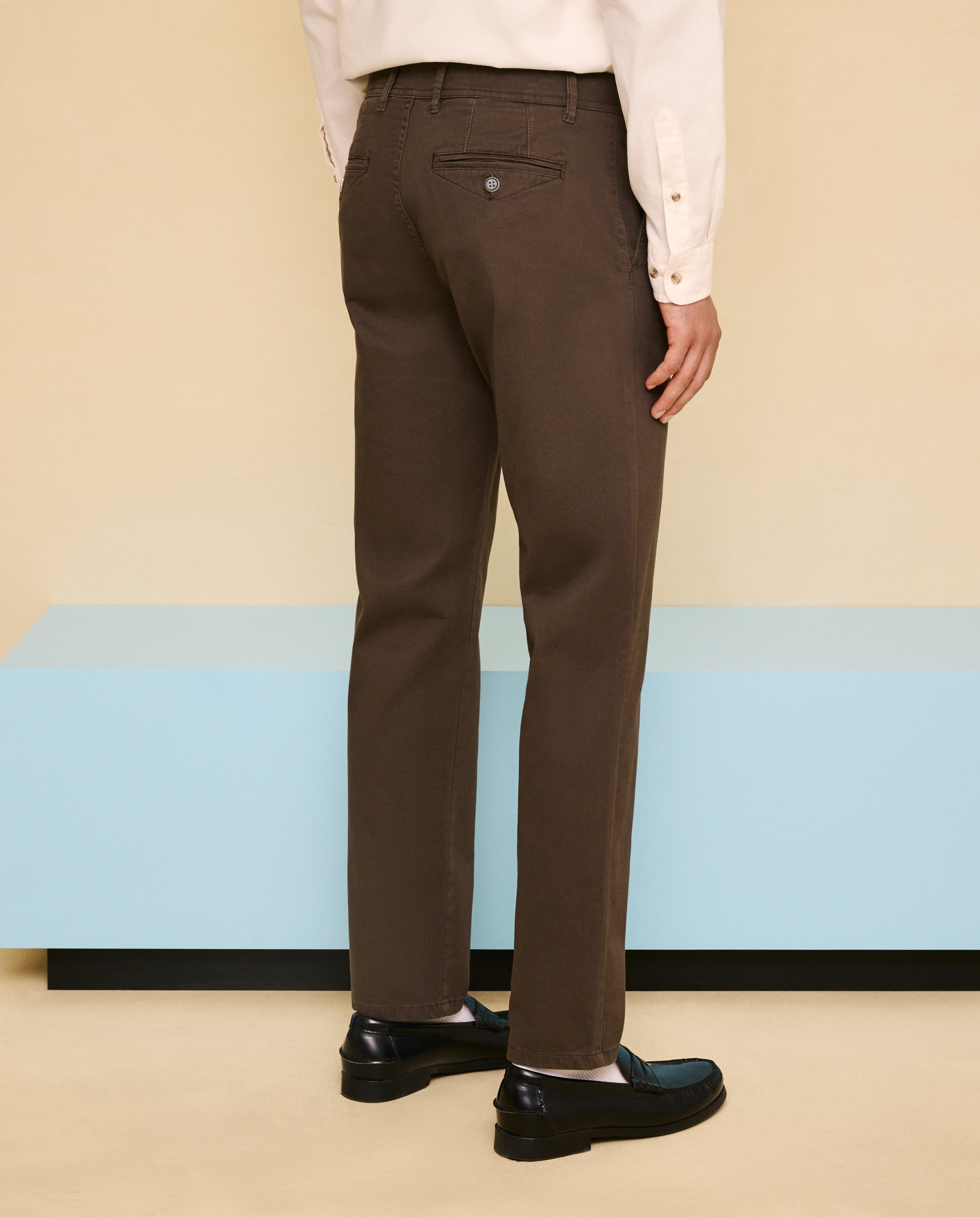 Imagen 3 de Chino de hombre straight stretch - Easy Wear - Marrón Marrón
