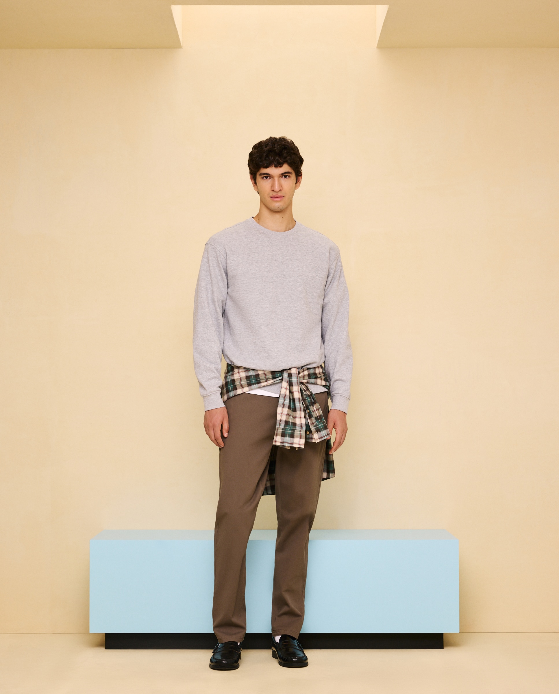Chino cordón de hombre slim stretch - Easy Wear - Marrón Marrón-1