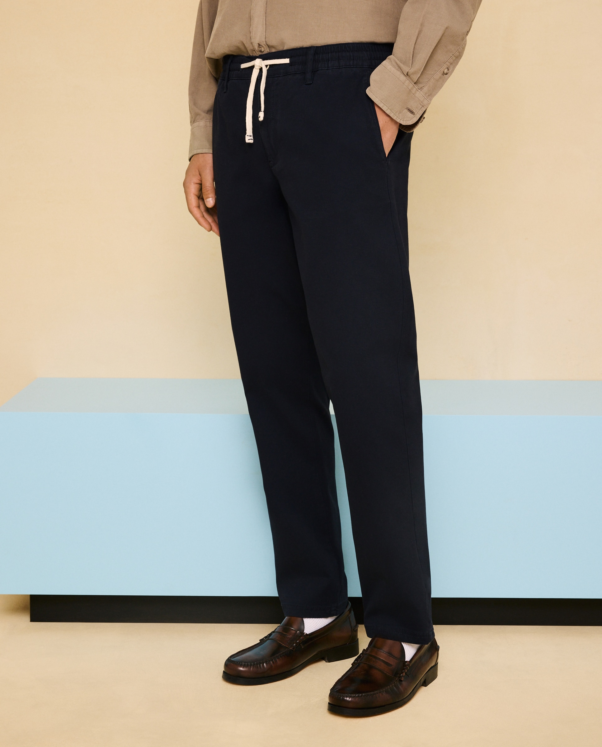 Chino cordón de hombre slim stretch - Easy Wear - Azul marino Azul marino-2