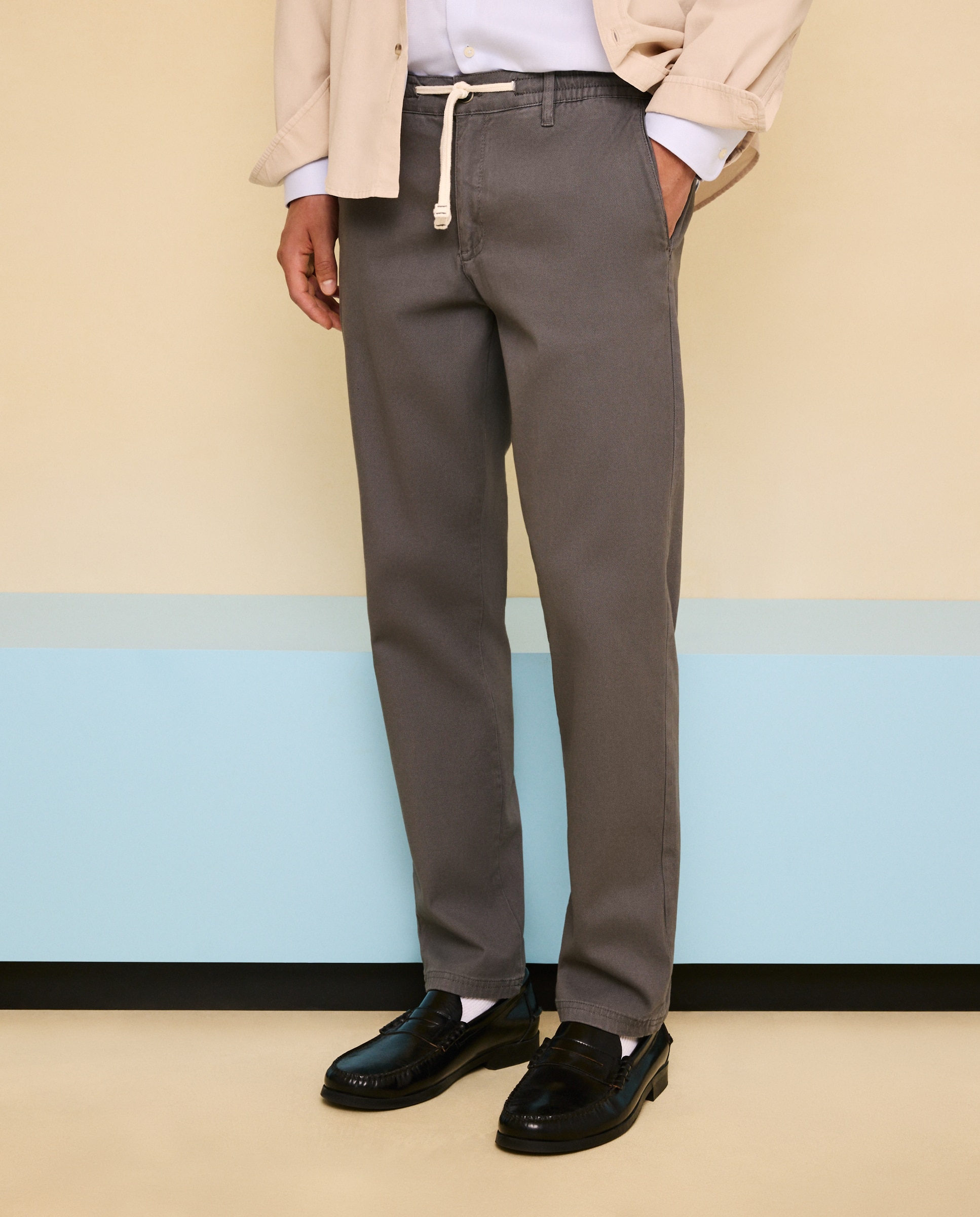Calças Chino Slim Stretch com Cordão 830 Antracite-2