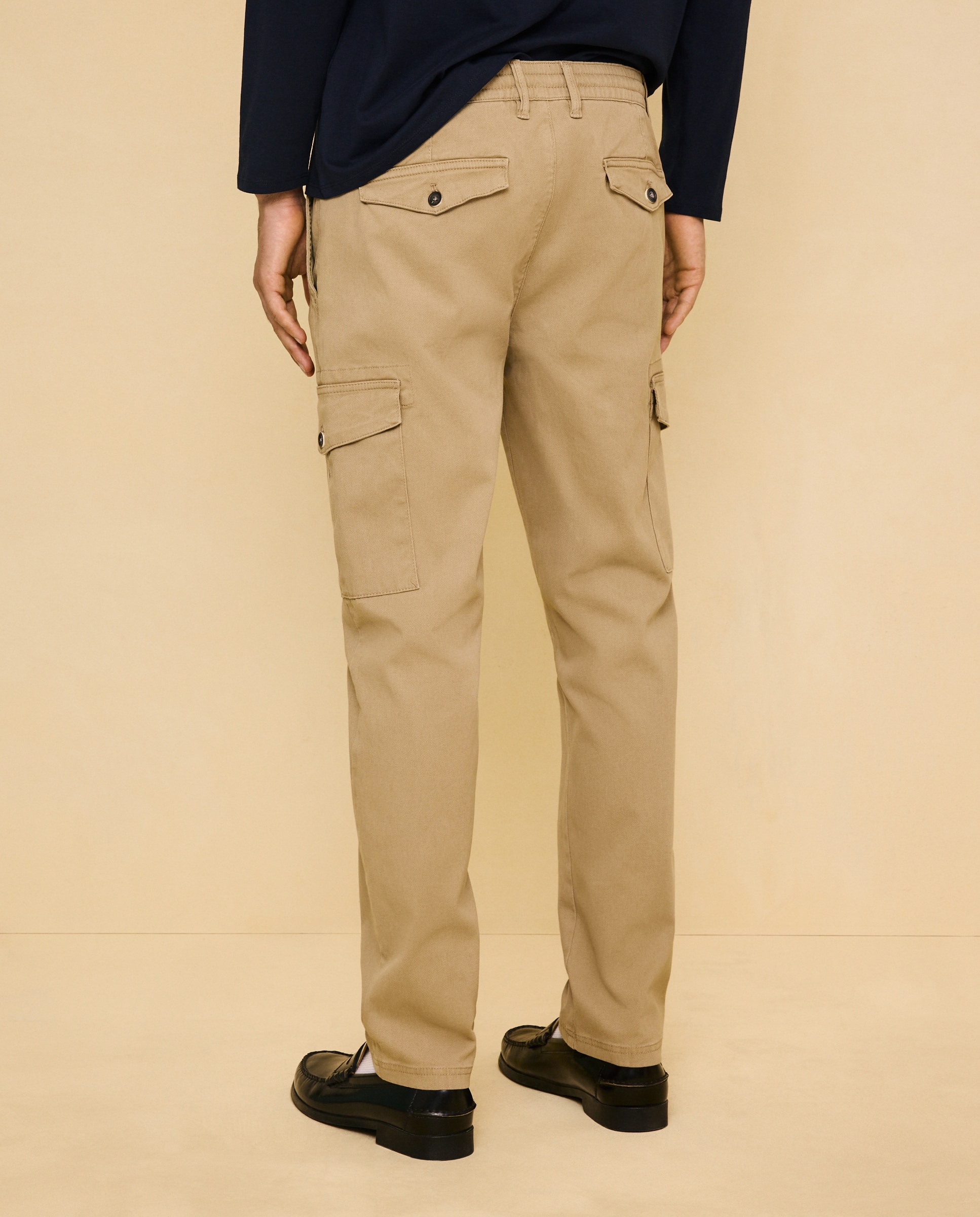 Pantalón de algodón multibolsillos cordón de hombre slim stretch - Easy Wear - 730 Camel 730 Camel-3