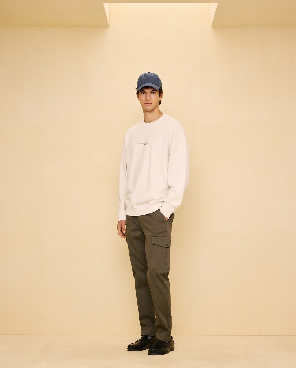 Imagen 0 de Pantalón de algodón multibolsillos cordón de hombre slim stretch Hielo