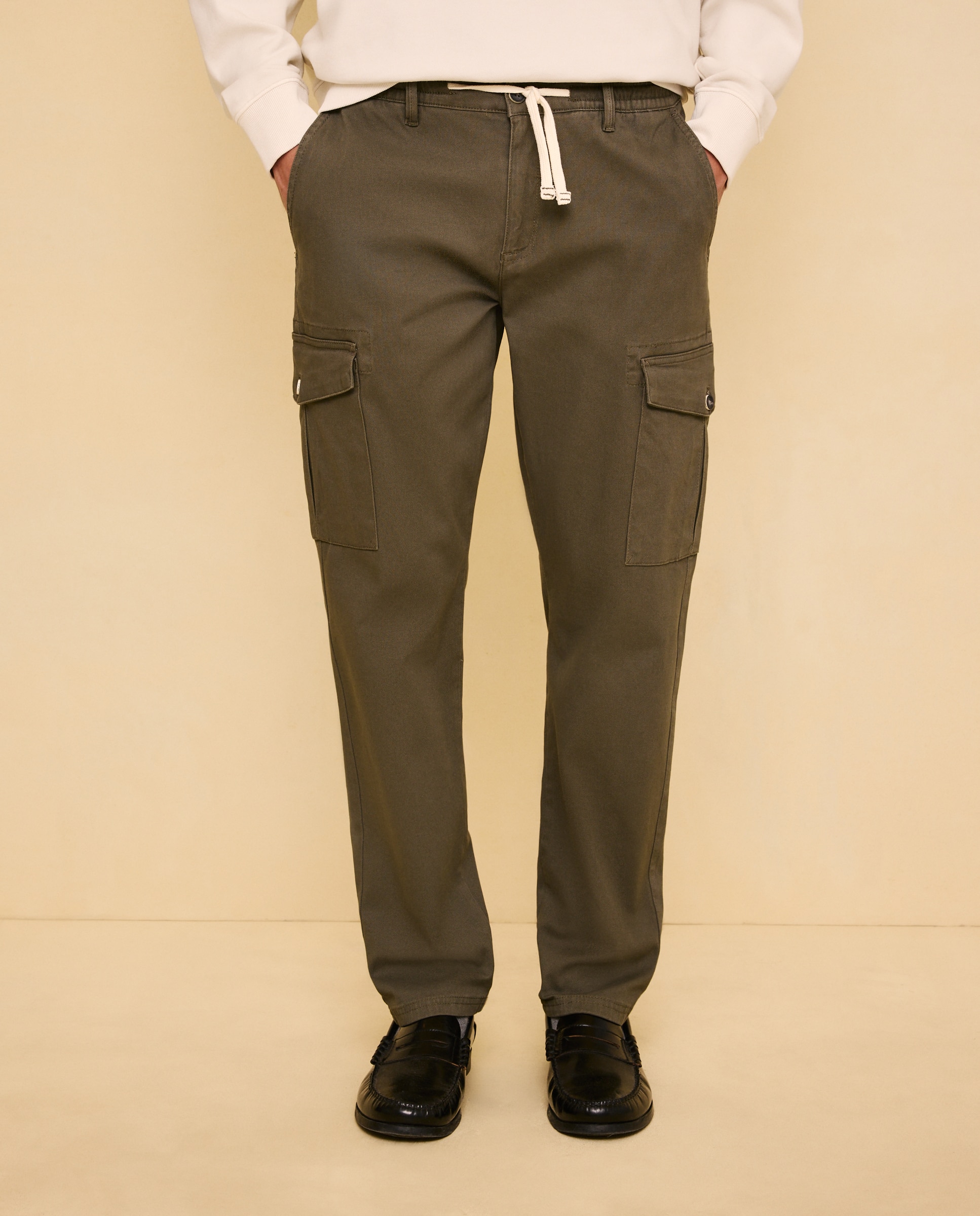 Pantalón de algodón multibolsillos cordón de hombre slim stretch - Easy Wear - 530 Verde oscuro 530 Verde oscuro-2