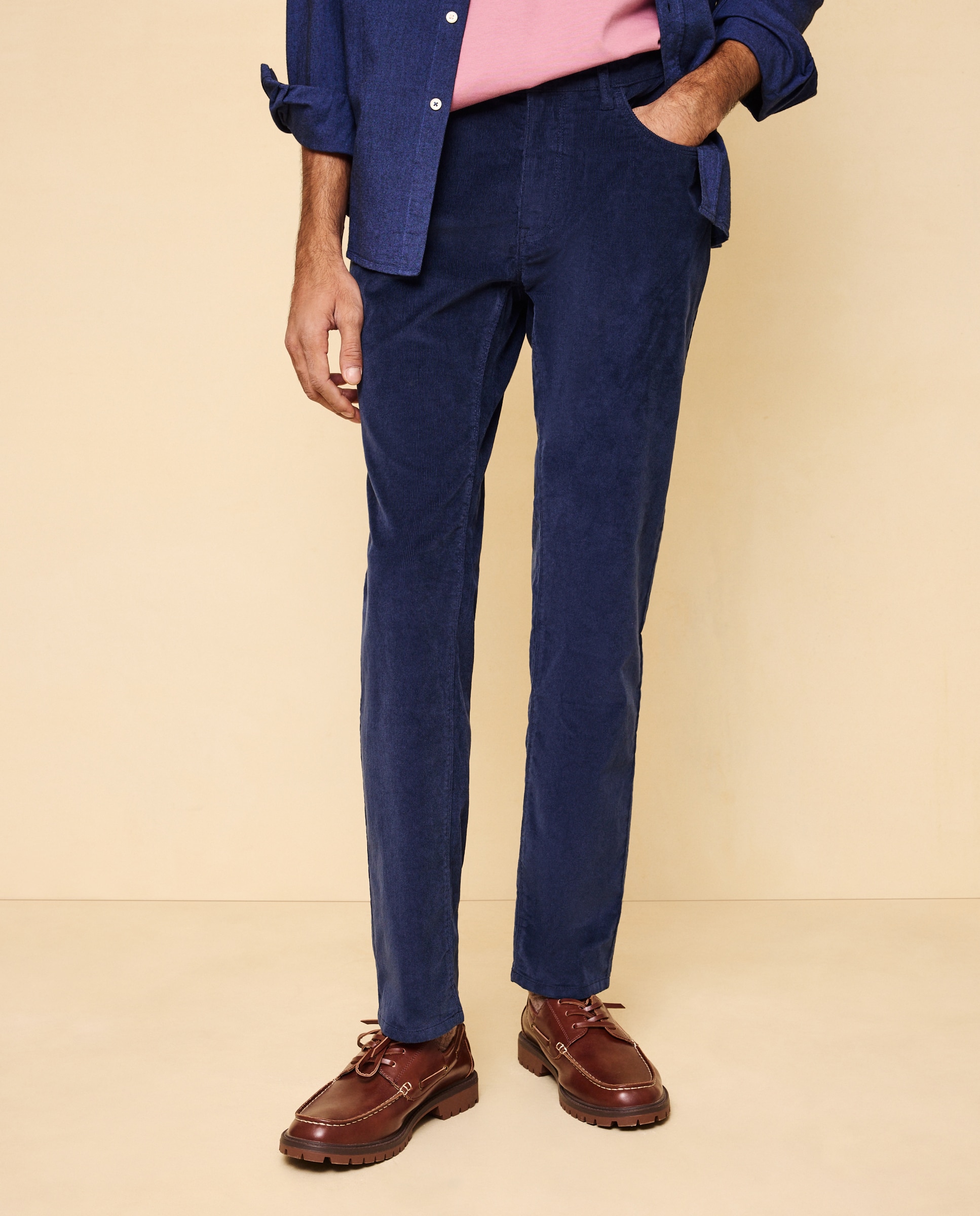 Pantalón pana stretch cinco bolsillos slim de hombre - Easy Wear - 400 Azul 400 Azul-2