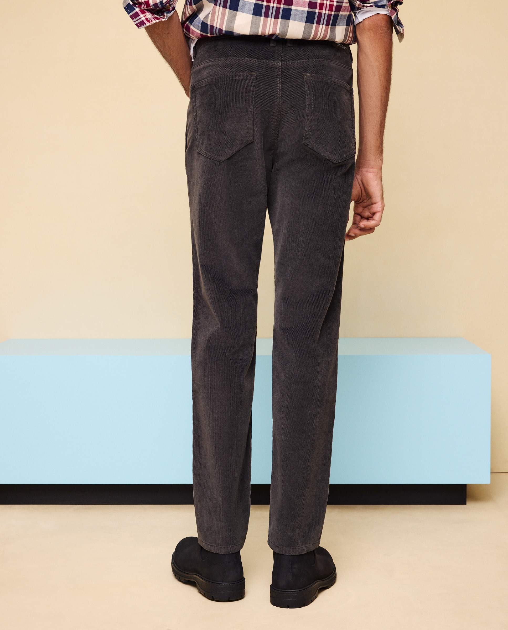 Pantalón pana stretch cinco bolsillos slim de hombre - Easy Wear - Marrón Marrón-3