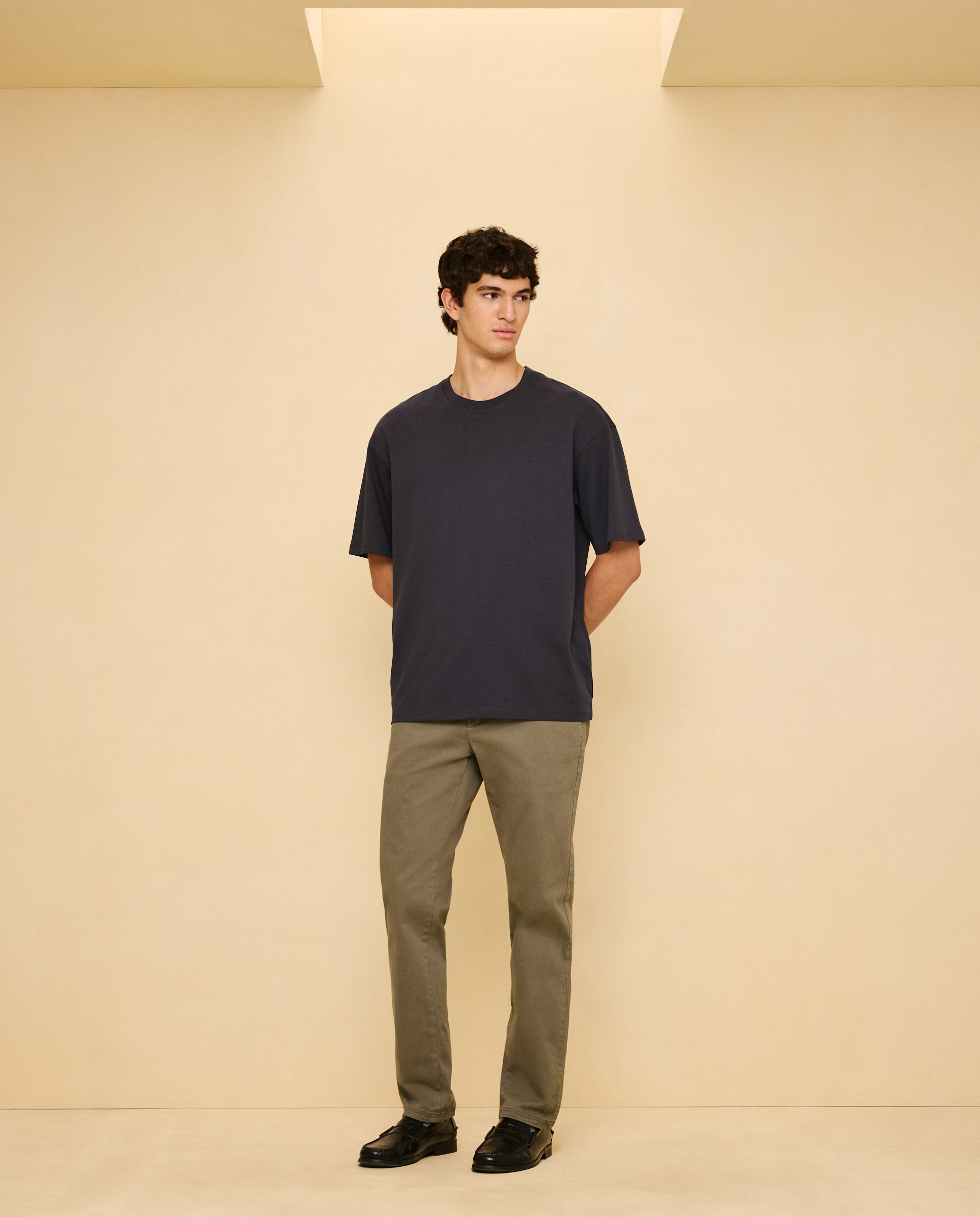 Chino cordón de hombre straight stretch tinte en prenda - Easy Wear - 520 Kaki 520 Kaki-1