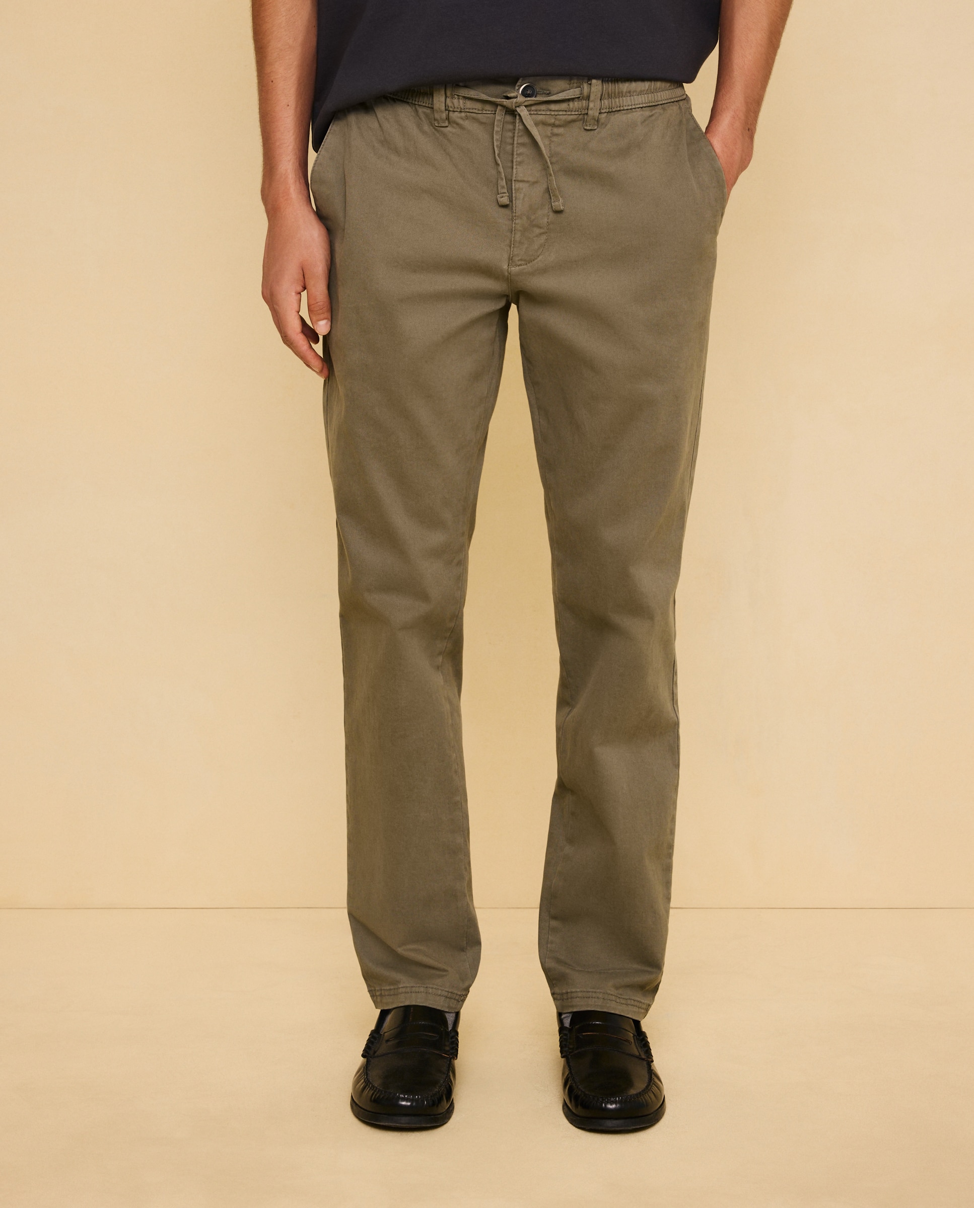 Chino cordón de hombre straight stretch tinte en prenda - Easy Wear - 520 Kaki 520 Kaki-2