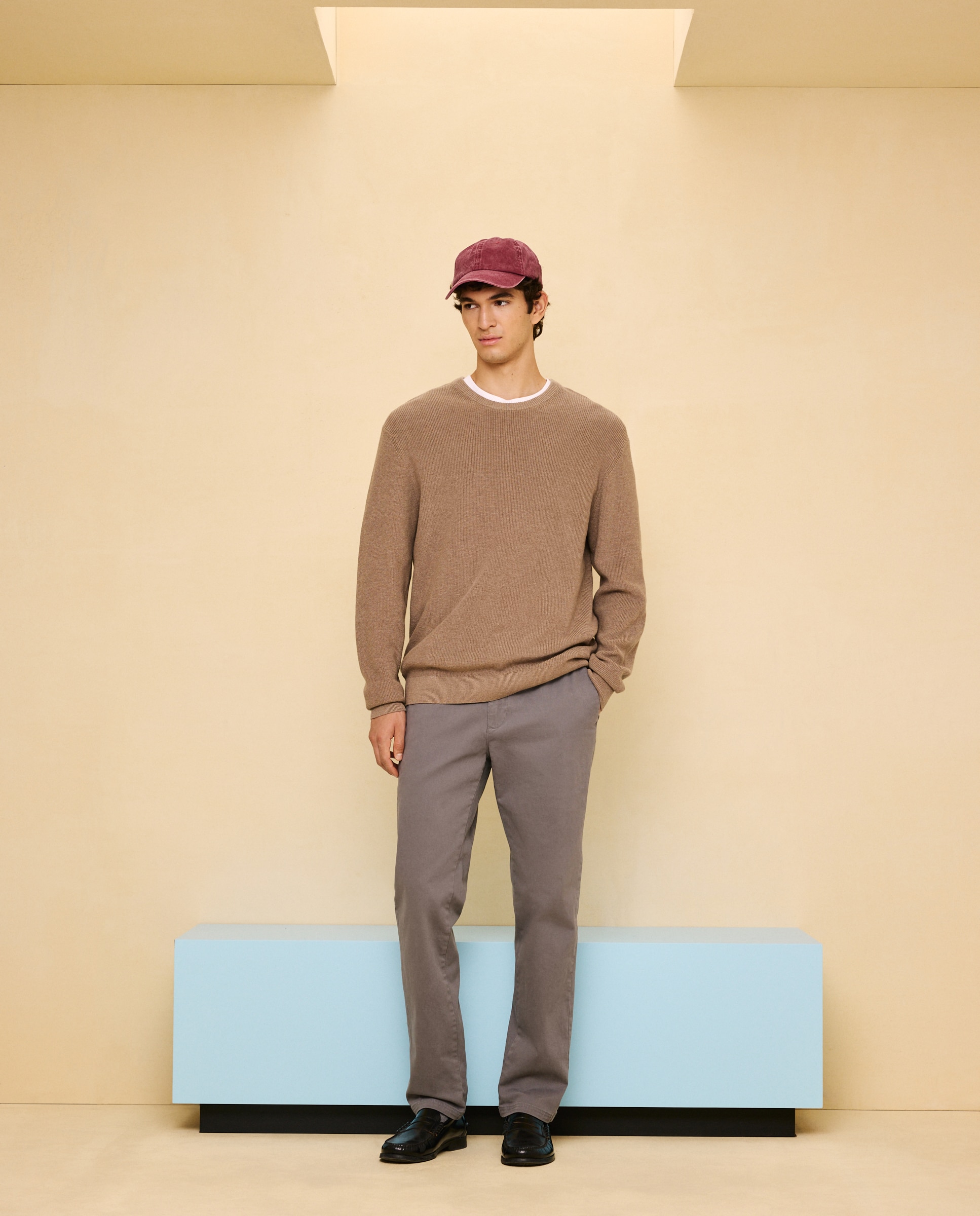 Chino cordón de hombre straight stretch tinte en prenda - Easy Wear - 820 Gris medio 820 Gris medio-1