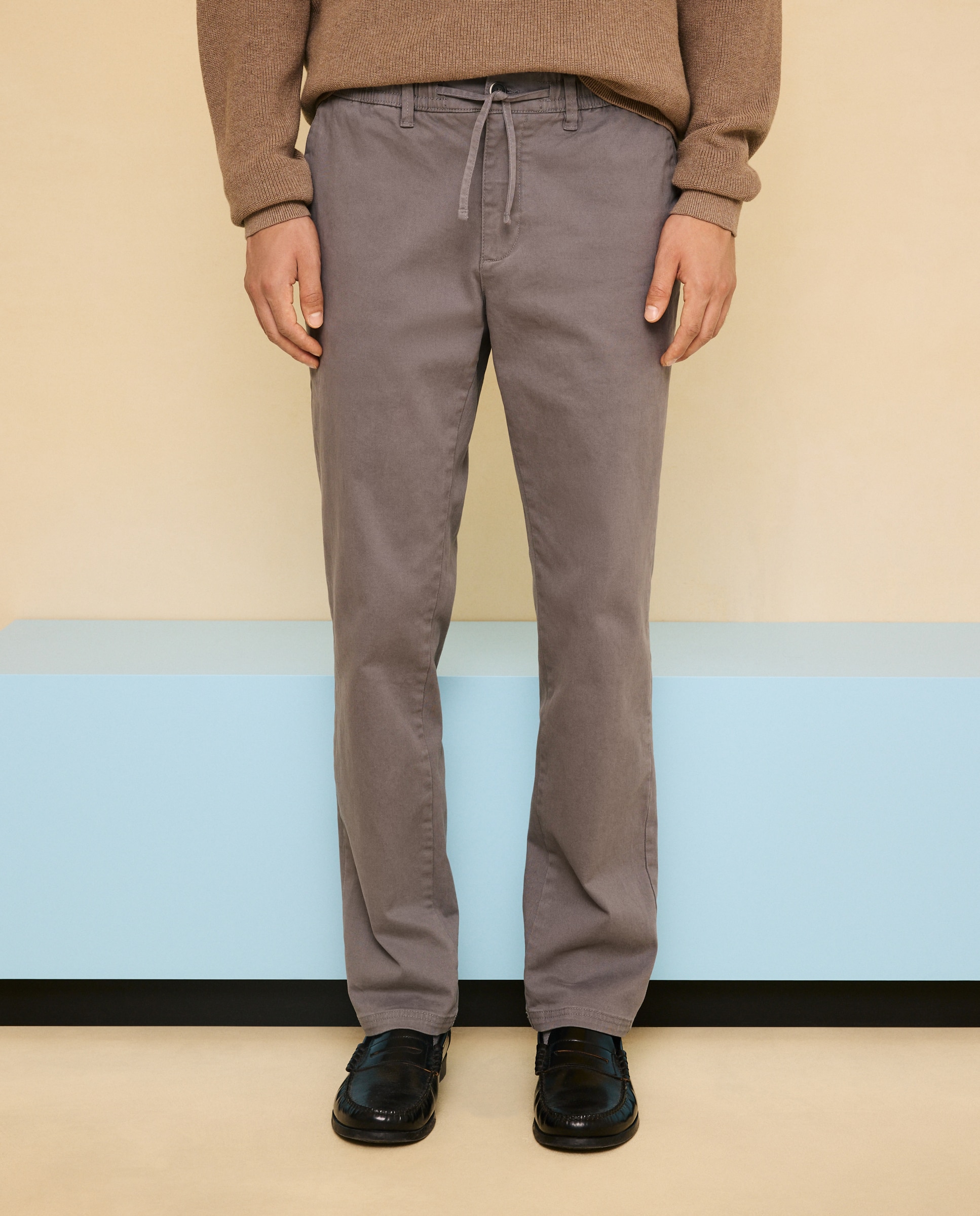 Chino cordón de hombre straight stretch tinte en prenda - Easy Wear - 820 Gris medio 820 Gris medio-2