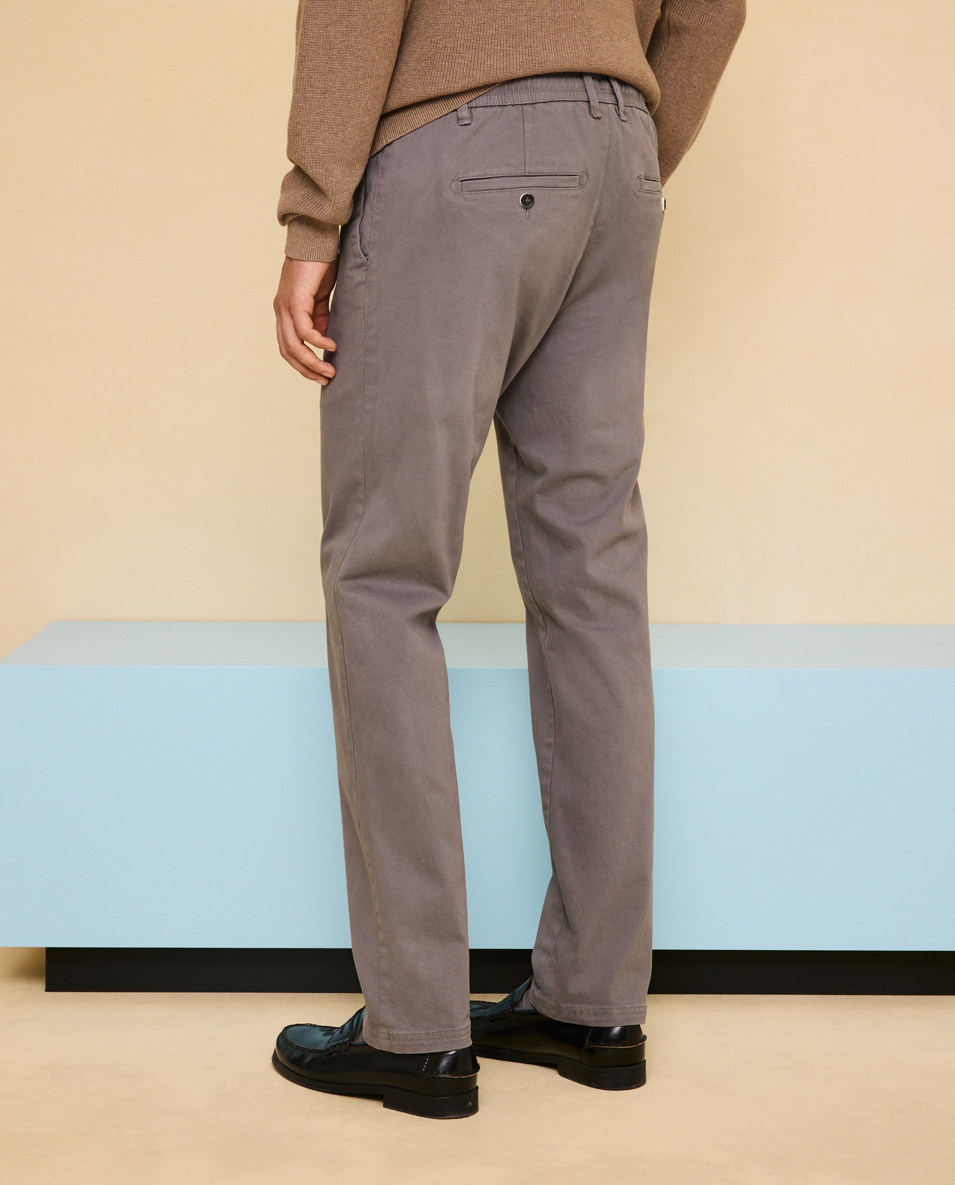 Chino cordón de hombre straight stretch tinte en prenda - Easy Wear - 820 Gris medio 820 Gris medio-3