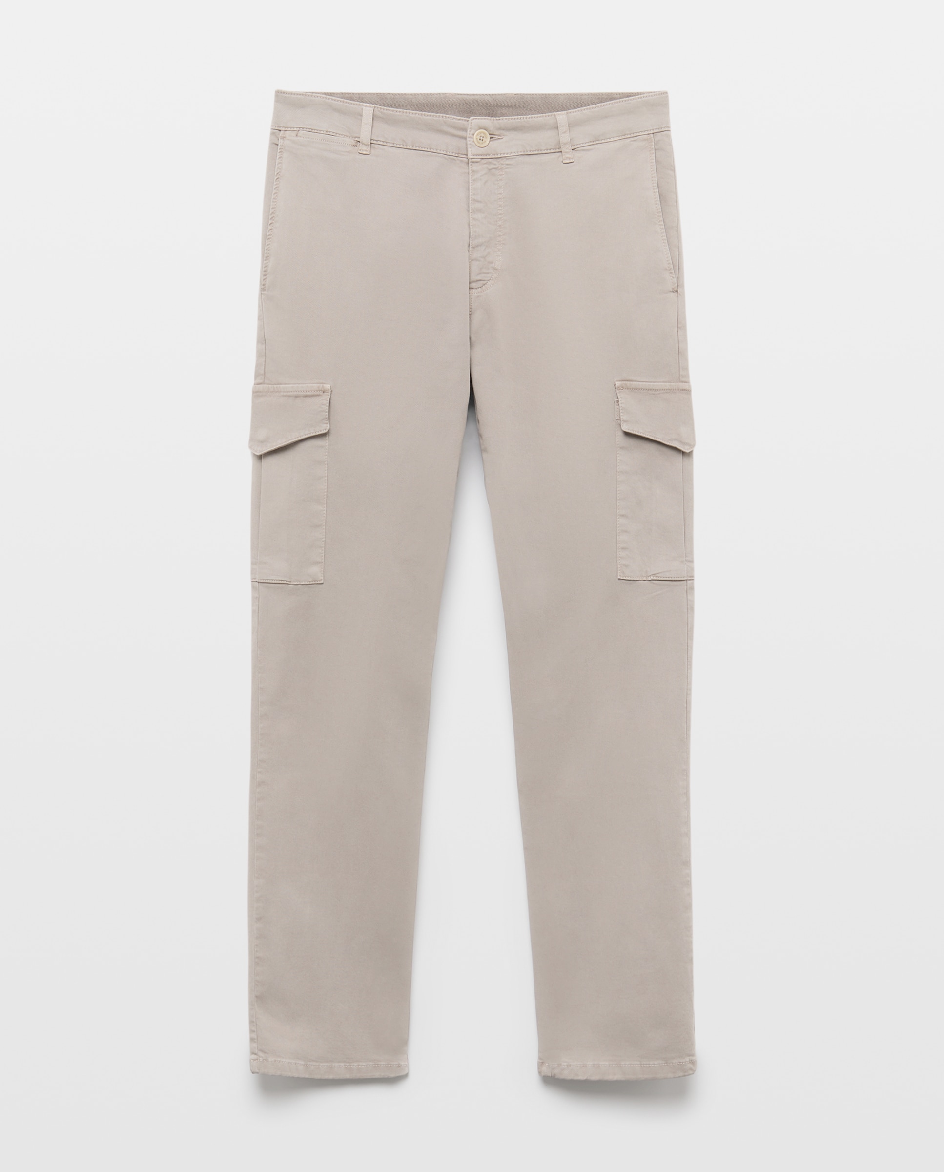 Pantalón de algodón slim strech multibolsillos de hombre tinte en prenda - Easy Wear - Visón claro Visón claro-4