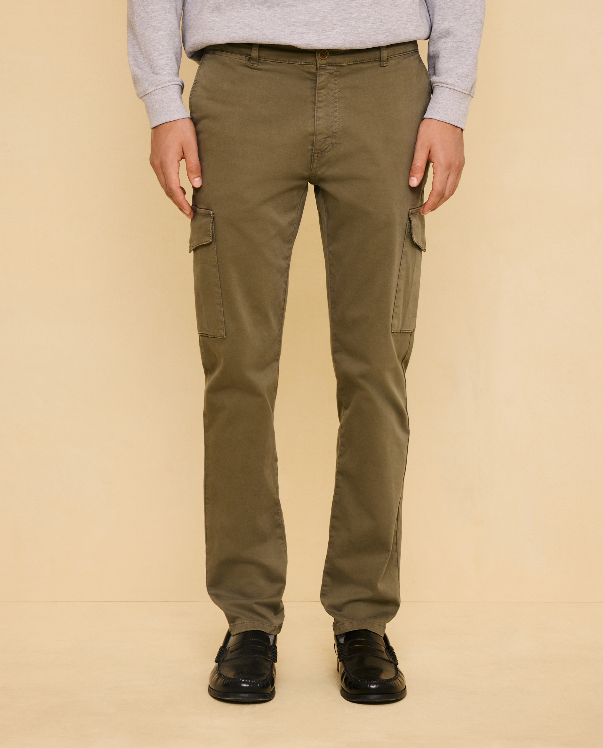 Pantalón de algodón slim strech multibolsillos de hombre tinte en prenda - Easy Wear - 520 Kaki 520 Kaki-2
