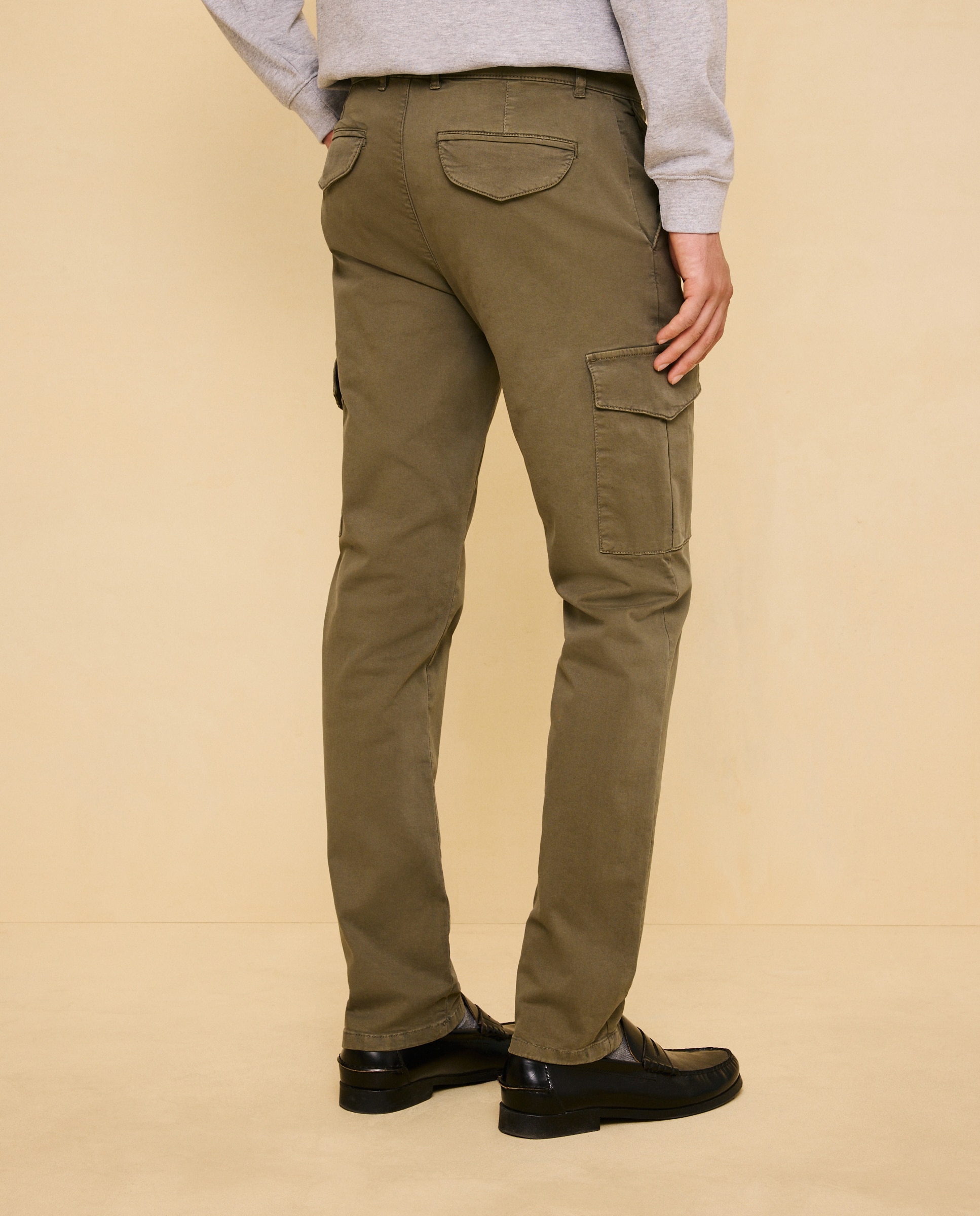 Pantalón de algodón slim strech multibolsillos de hombre tinte en prenda - Easy Wear - 520 Kaki 520 Kaki-3