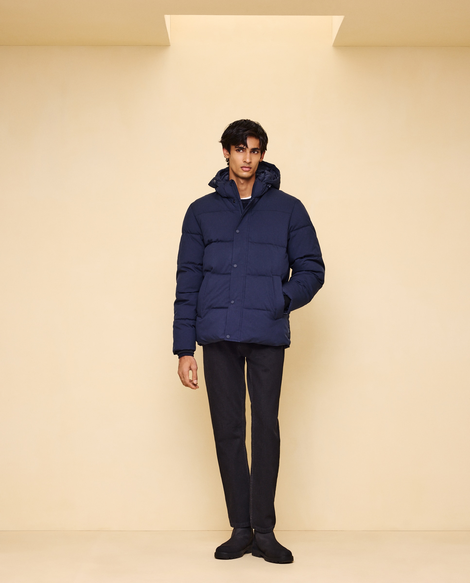 Cazadora tipo plumas grueso de hombre con capucha repelente al agua - Easy Wear - Azul marino Azul marino-3