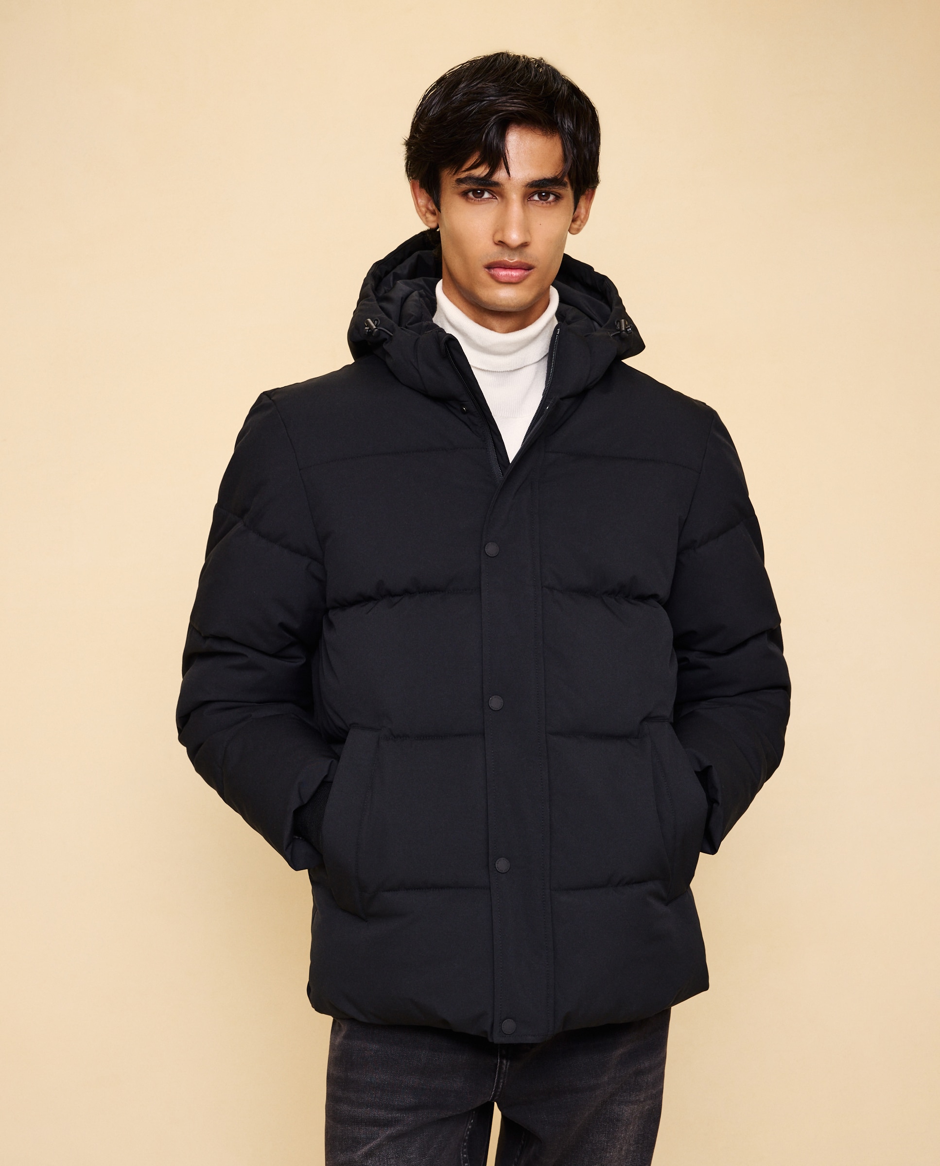 Cazadora tipo plumas grueso de hombre con capucha repelente al agua - Easy Wear - Negro Negro-2