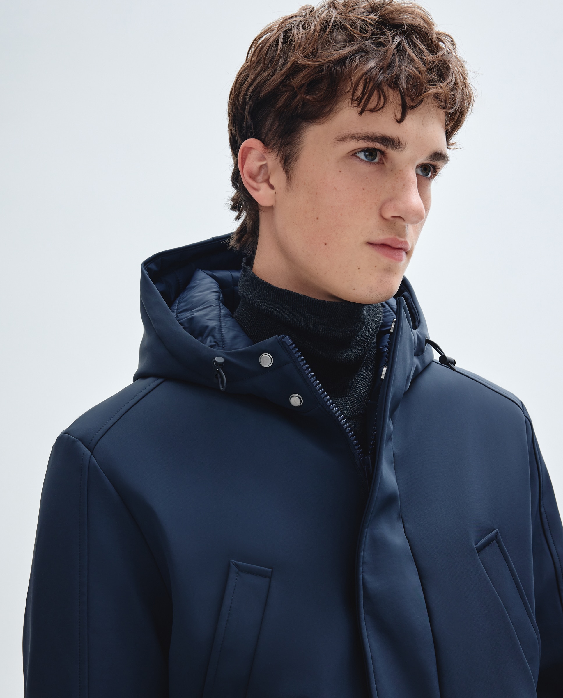 Imagen 4 de Chaquetón acolchado repelente al agua con pecherín y capucha de hombre - Easy Wear - Azul marino Azul marino