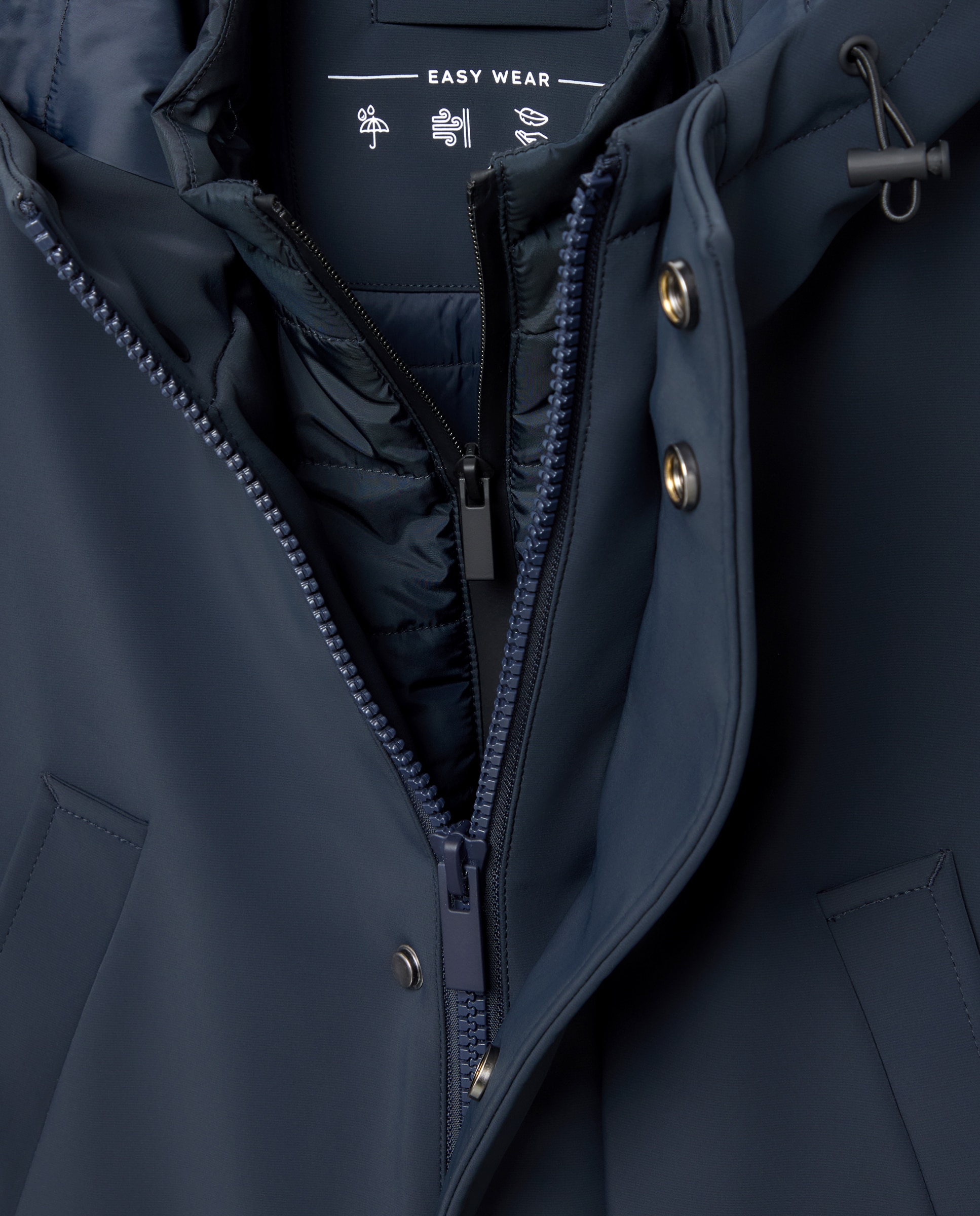 Imagen 6 de Chaquetón acolchado repelente al agua con pecherín y capucha de hombre - Easy Wear - Azul marino Azul marino