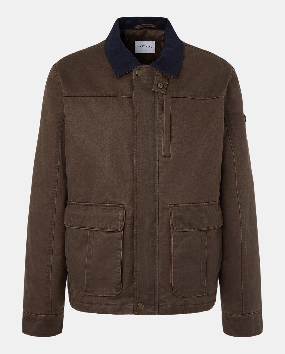 Blusão Encerado com Bolsos Chocolate-5