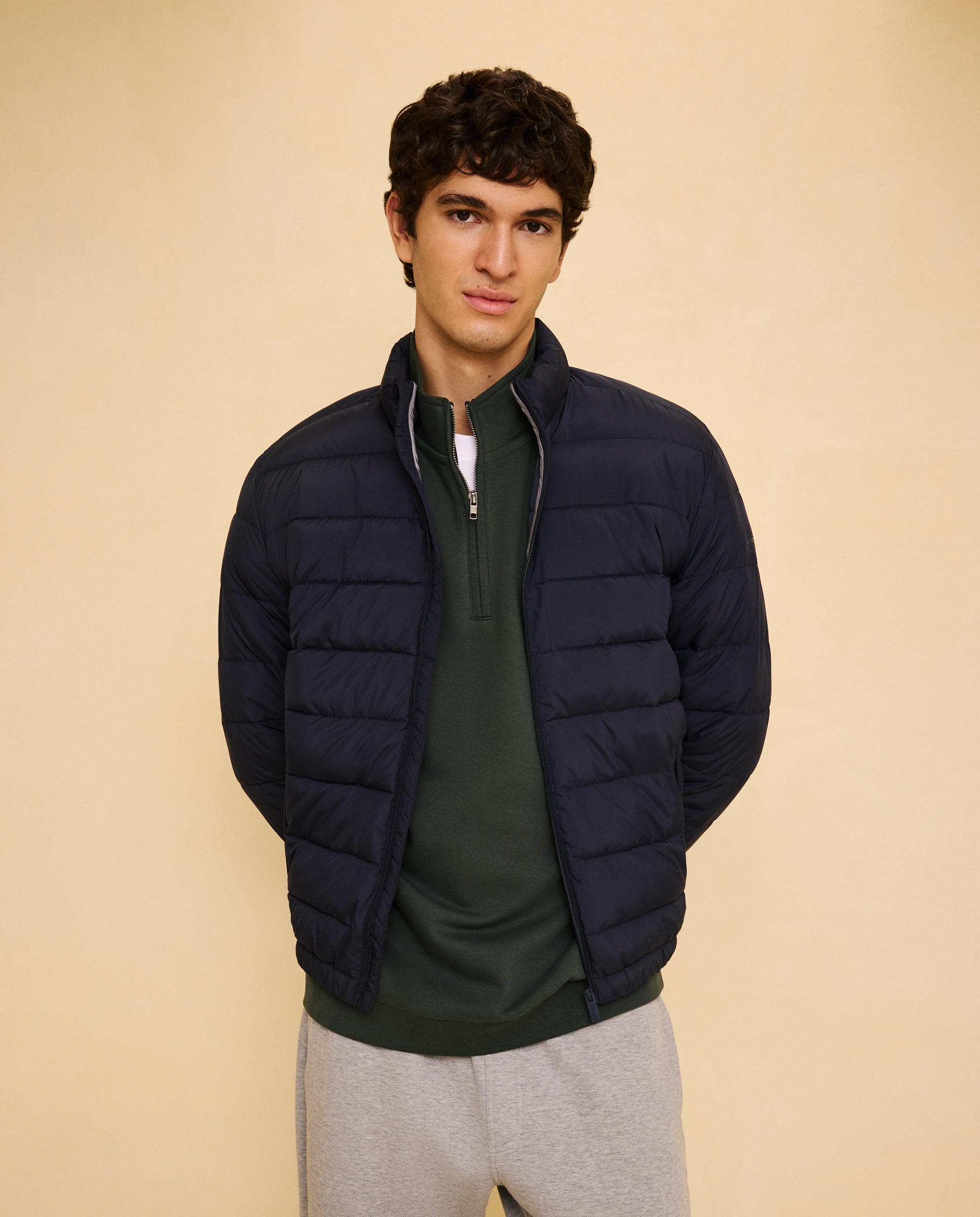 Plumífero acolchado ligero repelente al agua de hombre - Easy Wear - Azul marino Azul marino-1