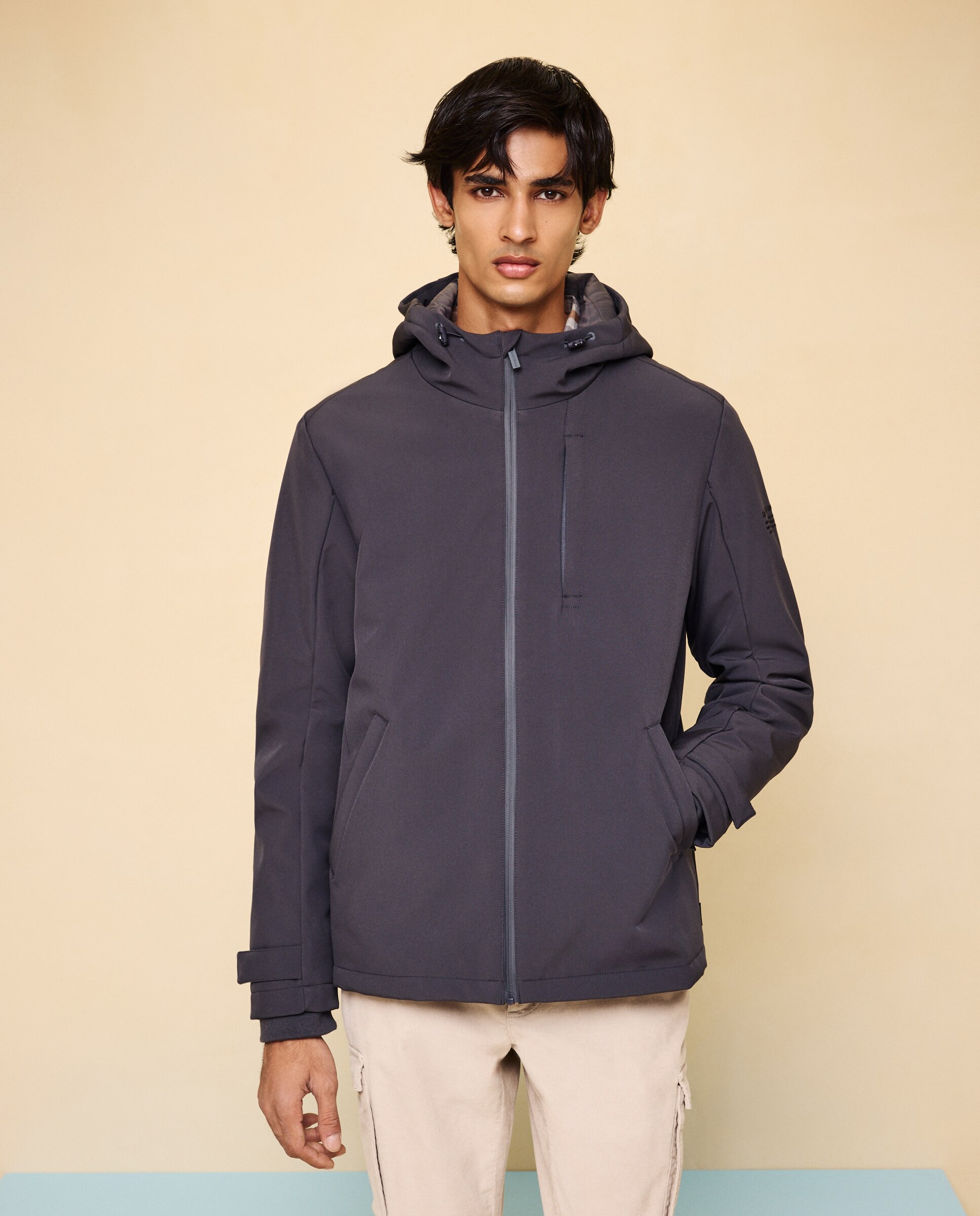 Cazadora acolchada stretch con capucha repelente al agua de hombre - Easy Wear - 830 Antracita 830 Antracita-1