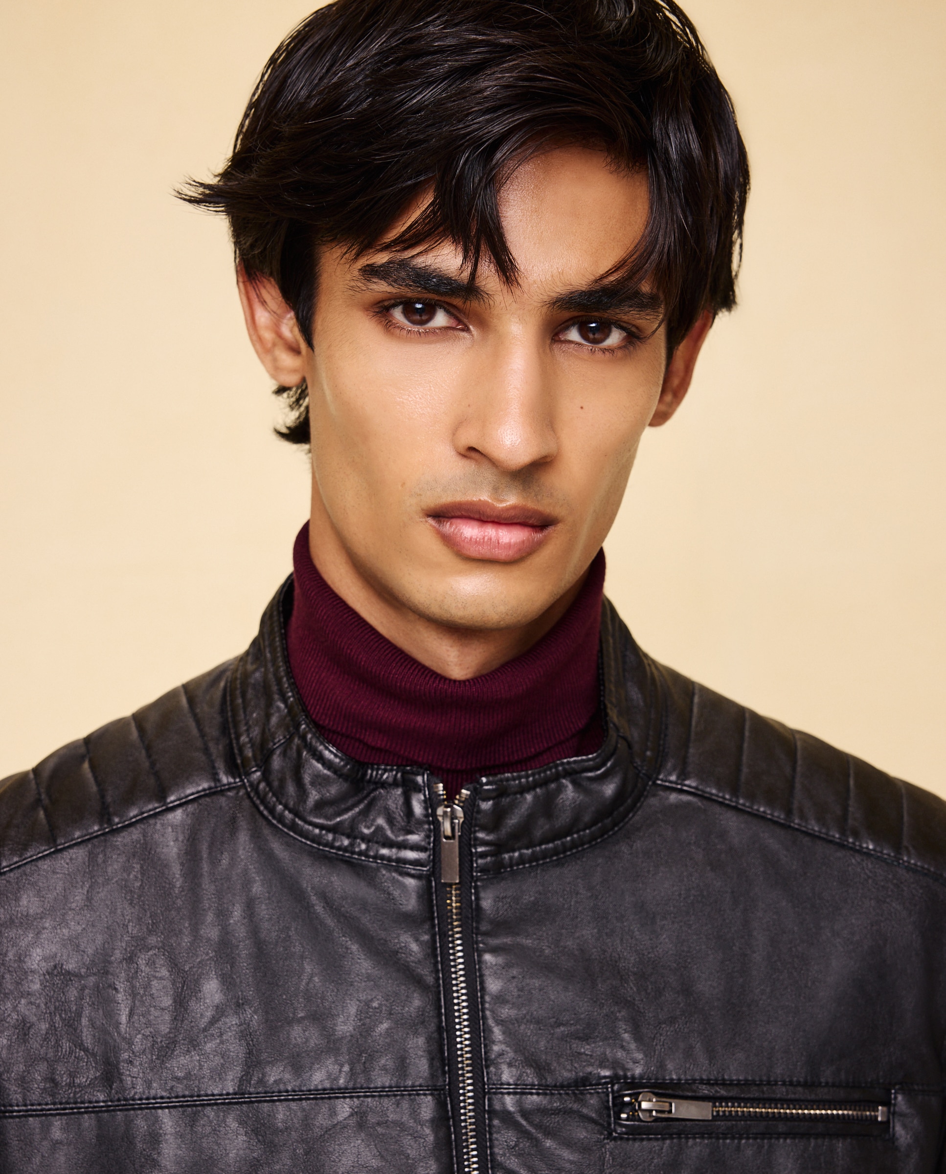 Cazadora polipiel acolchada tipo biker de hombre - Easy Wear - Negro Negro-2